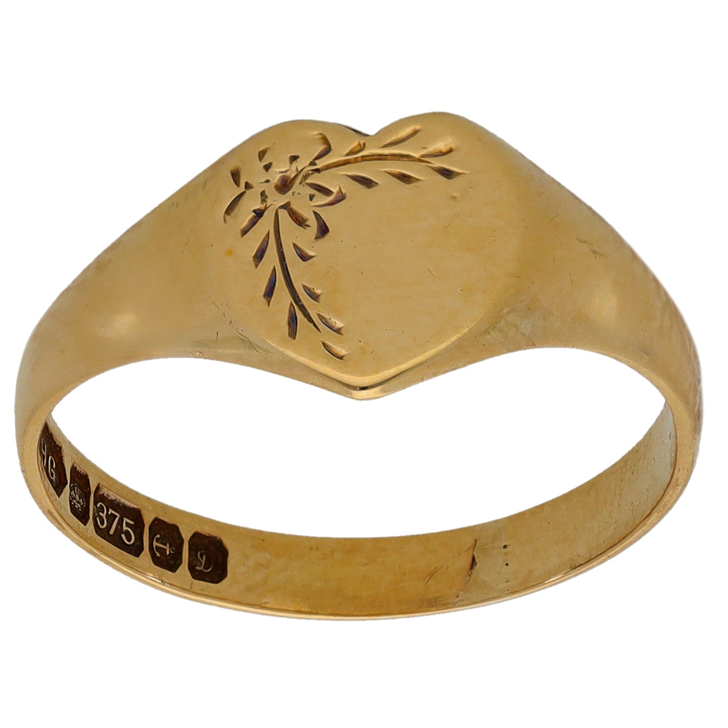 9ct Gold Patterned Signet Ring Size N