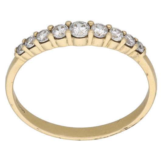 9ct Gold Cubic Zirconia Half Eternity Ring Size T