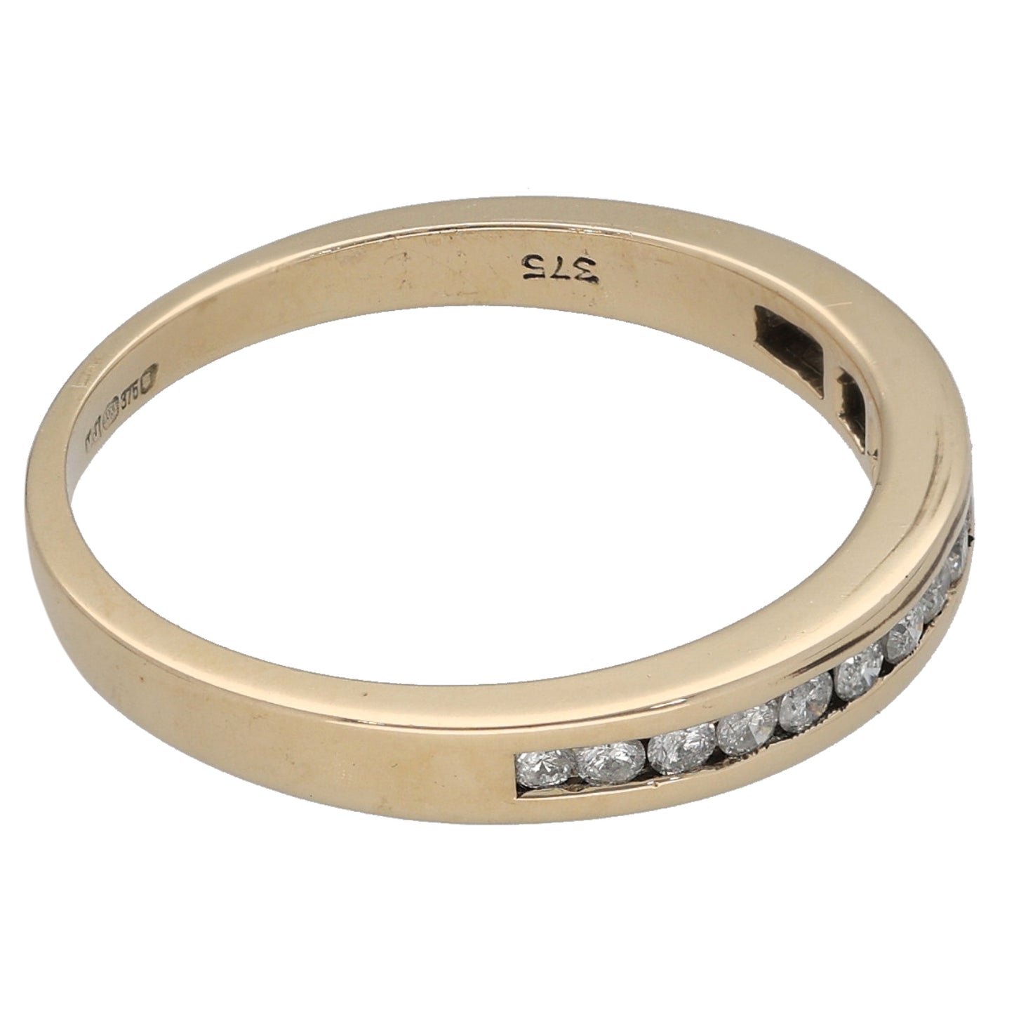 9ct Gold 0.25ct Diamond Half Eternity Ring Size O