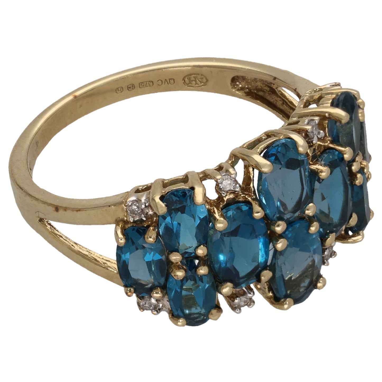 9ct Gold Topaz & 0.04ct Diamond Dress/Cocktail Ring Size O