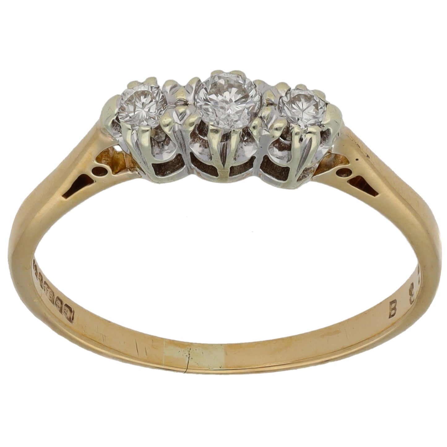 9ct Gold 0.13ct Diamond Trilogy Ring Size N
