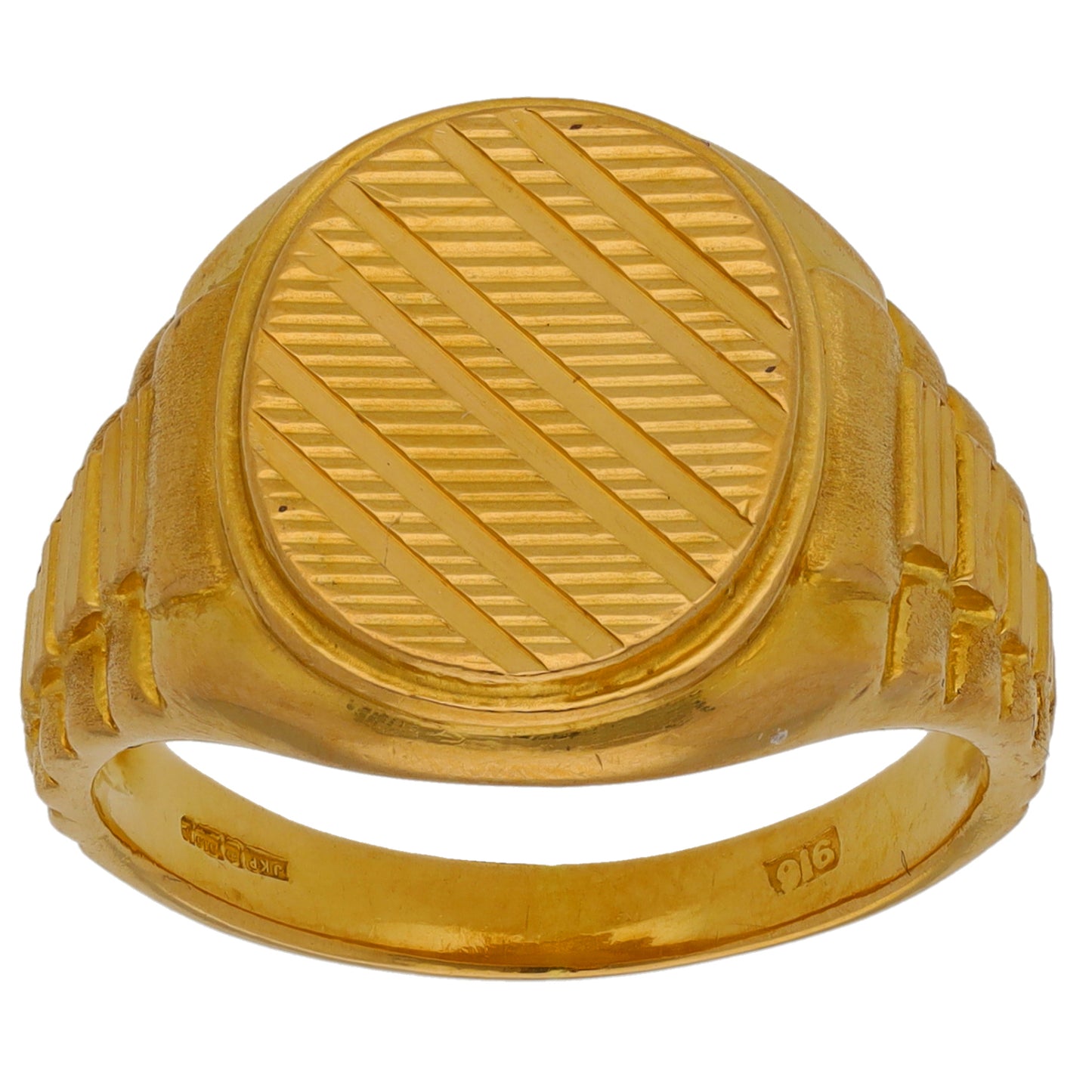 22ct Gold Patterned Signet Ring Size T