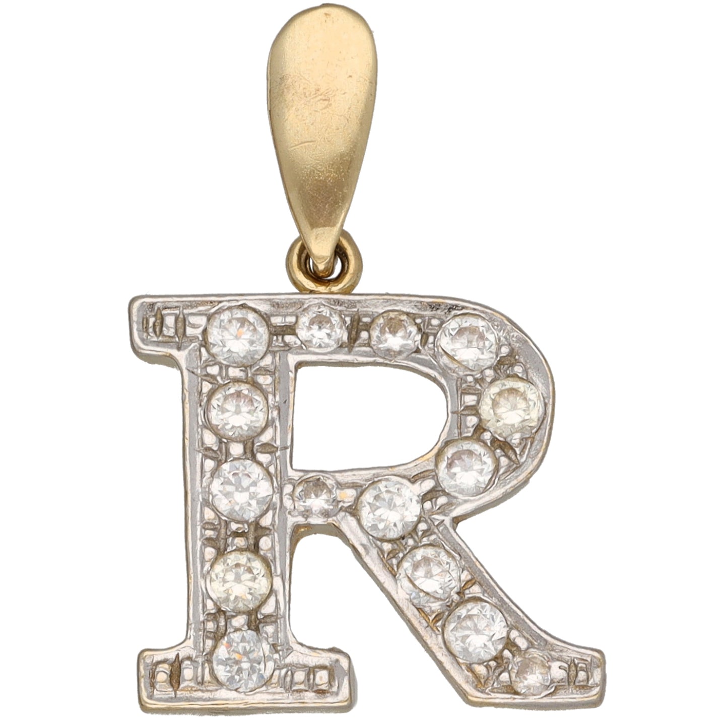 9ct Gold Cubic Zirconia Initial 'R' Pendant