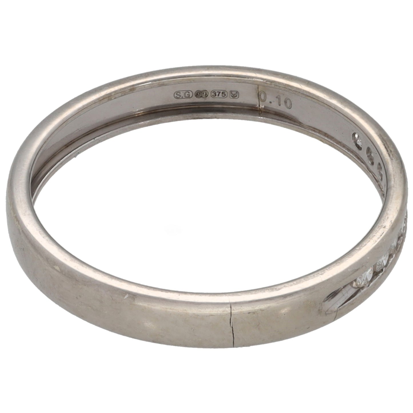 9ct White Gold 0.10ct Diamond Half Eternity Ring Size Q