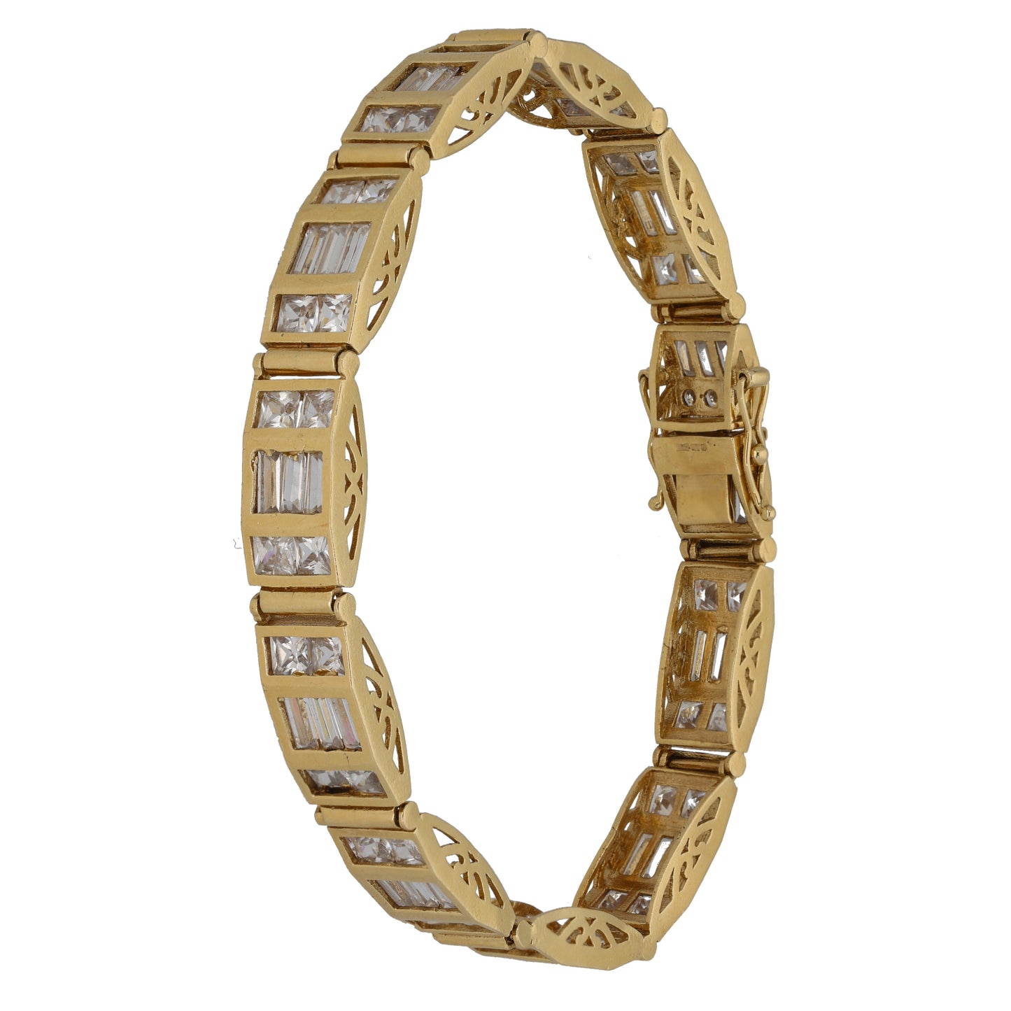 9ct Gold Cubic Zirconia Fancy Stone Set Bracelet