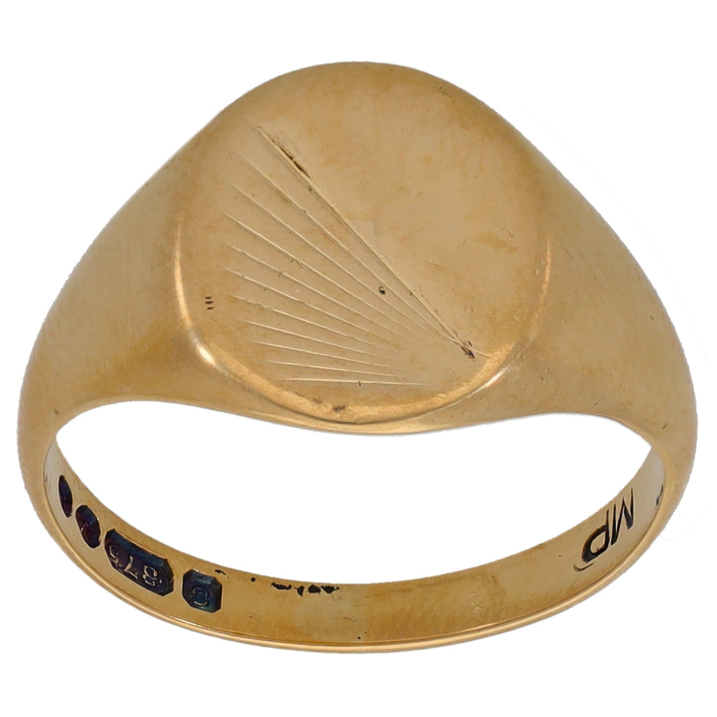 9ct Gold Patterned Signet Ring Size N