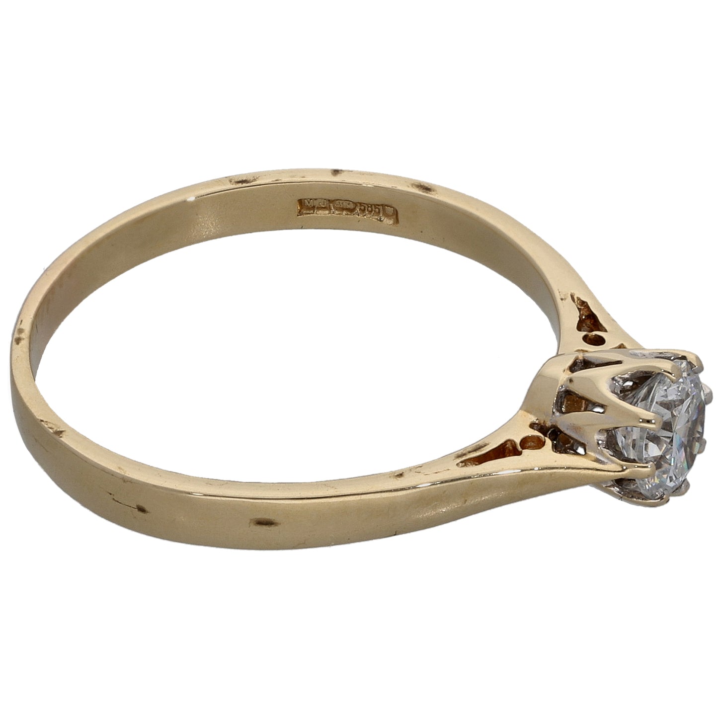 14ct Gold Cubic Zirconia Single Stone Ring Size Q