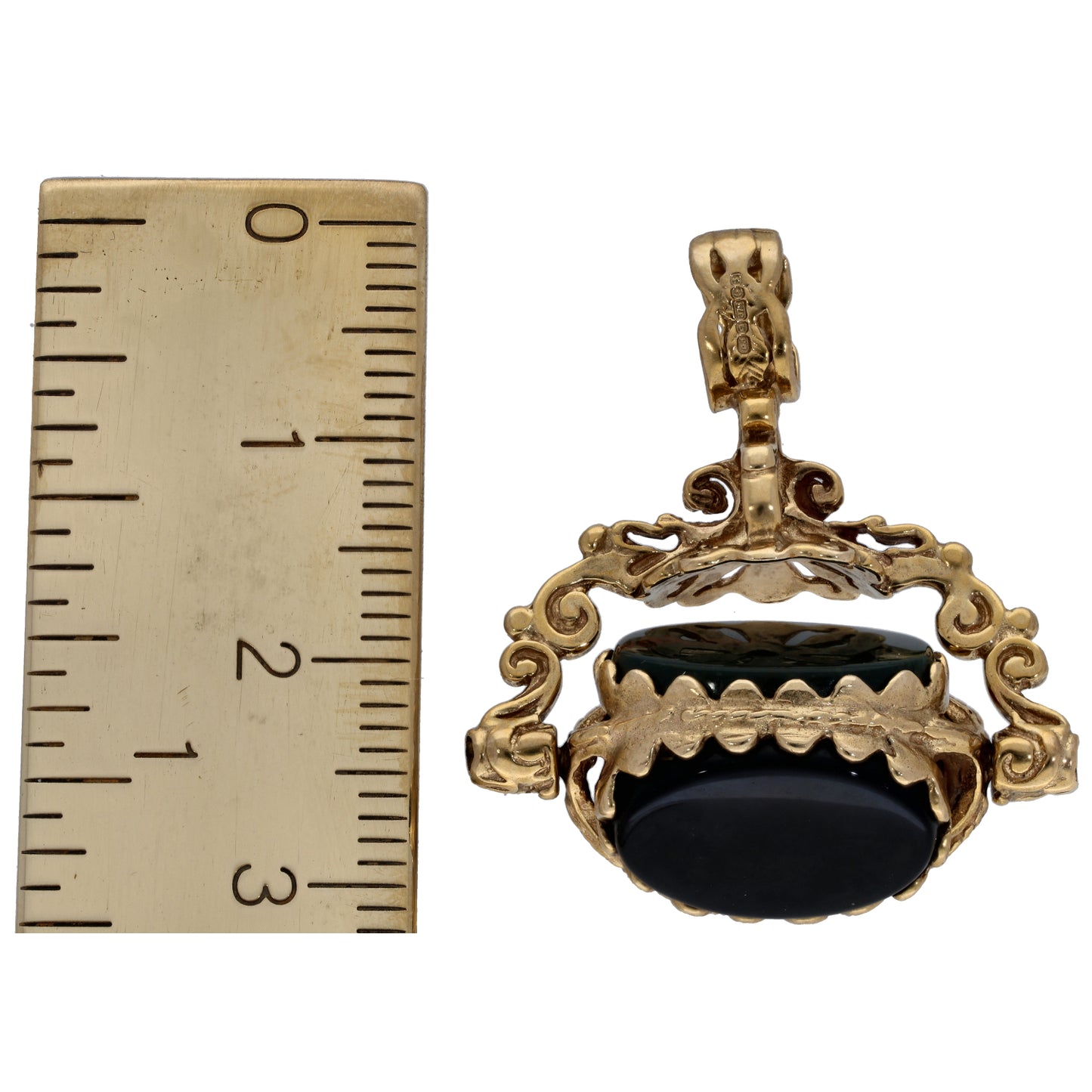 9ct Gold Bloodstone, Carnelian & Onyx Fob Pendant