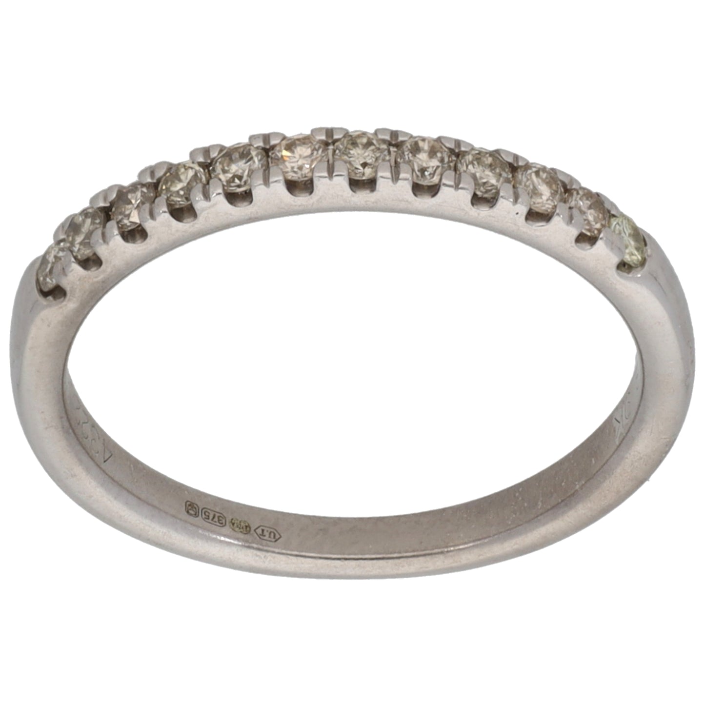 9ct White Gold 0.12ct Diamond Half Eternity Ring Size O