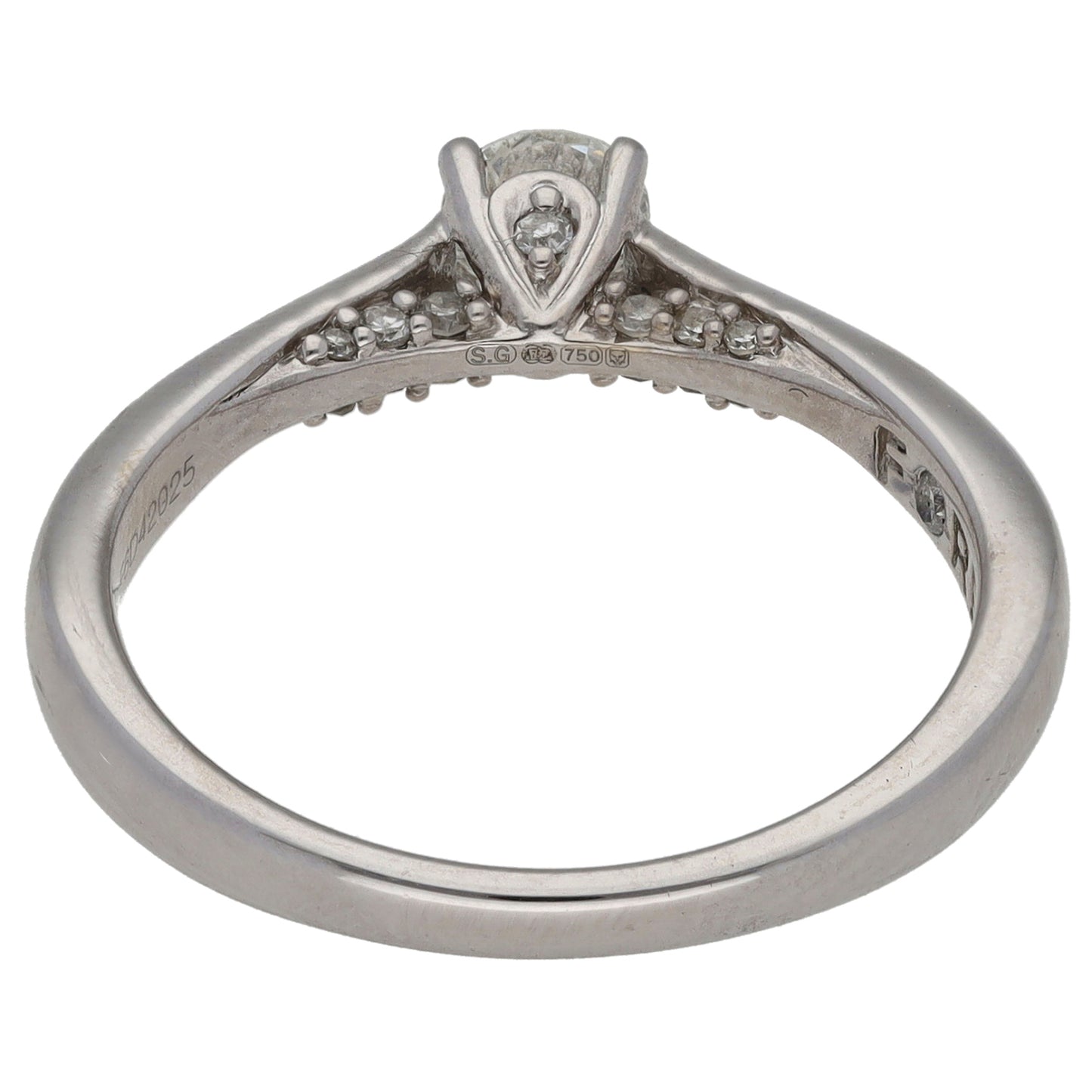 18ct White Gold 0.45ct Diamond Solitaire Ring Size P