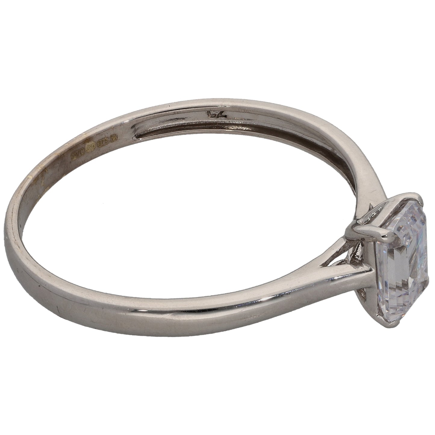 9ct White Gold Cubic Zirconia Single Stone Ring Size W