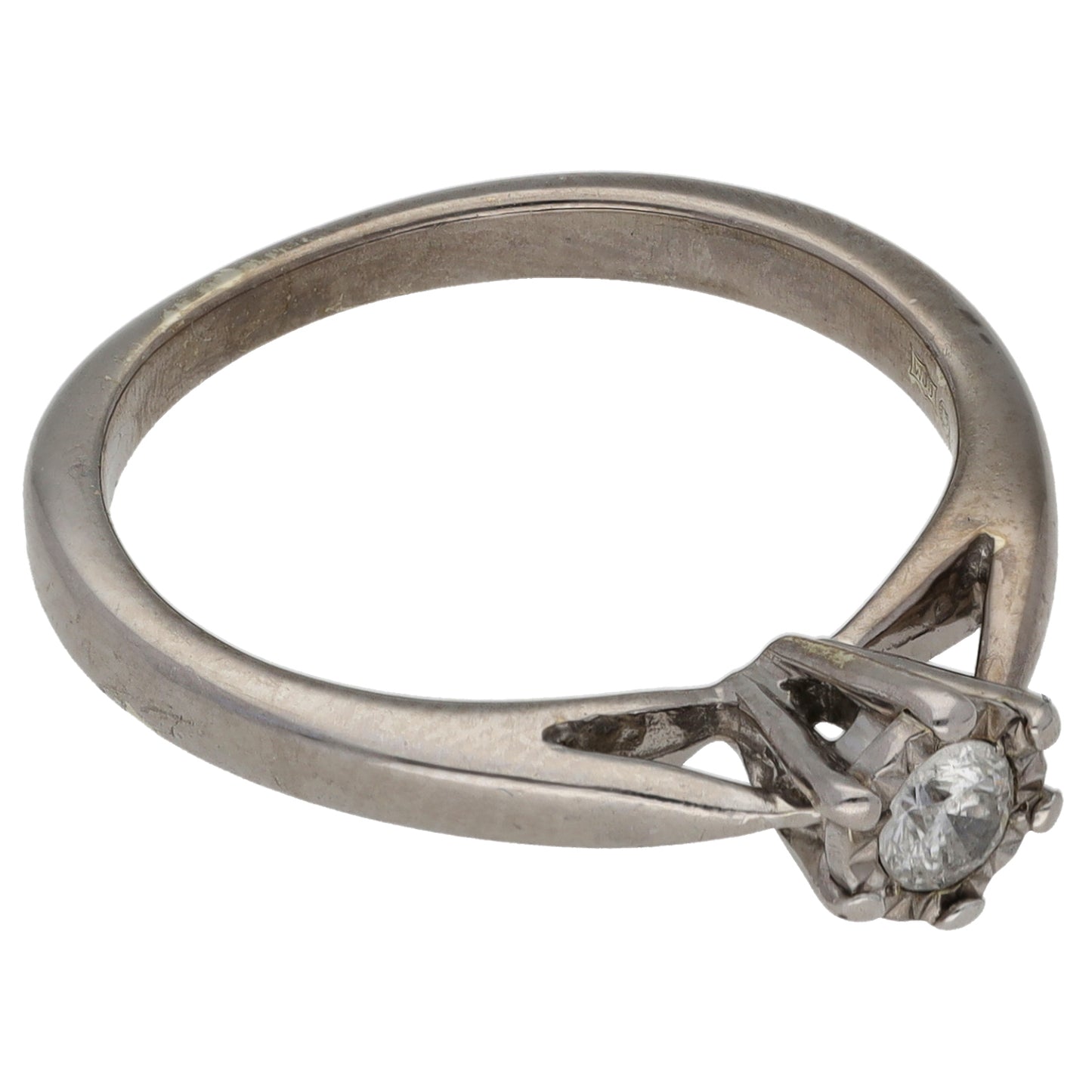 9ct White Gold 0.15ct Diamond Solitaire Ring Size M