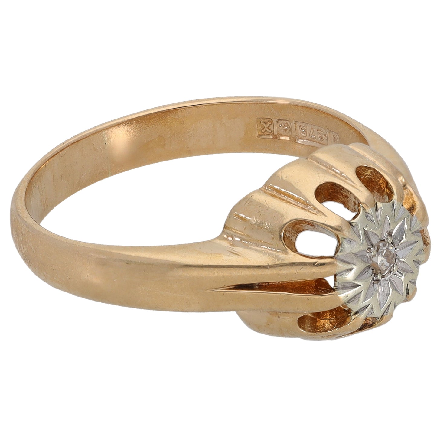 9ct Gold 0.02ct Diamond Solitaire Ring Size P
