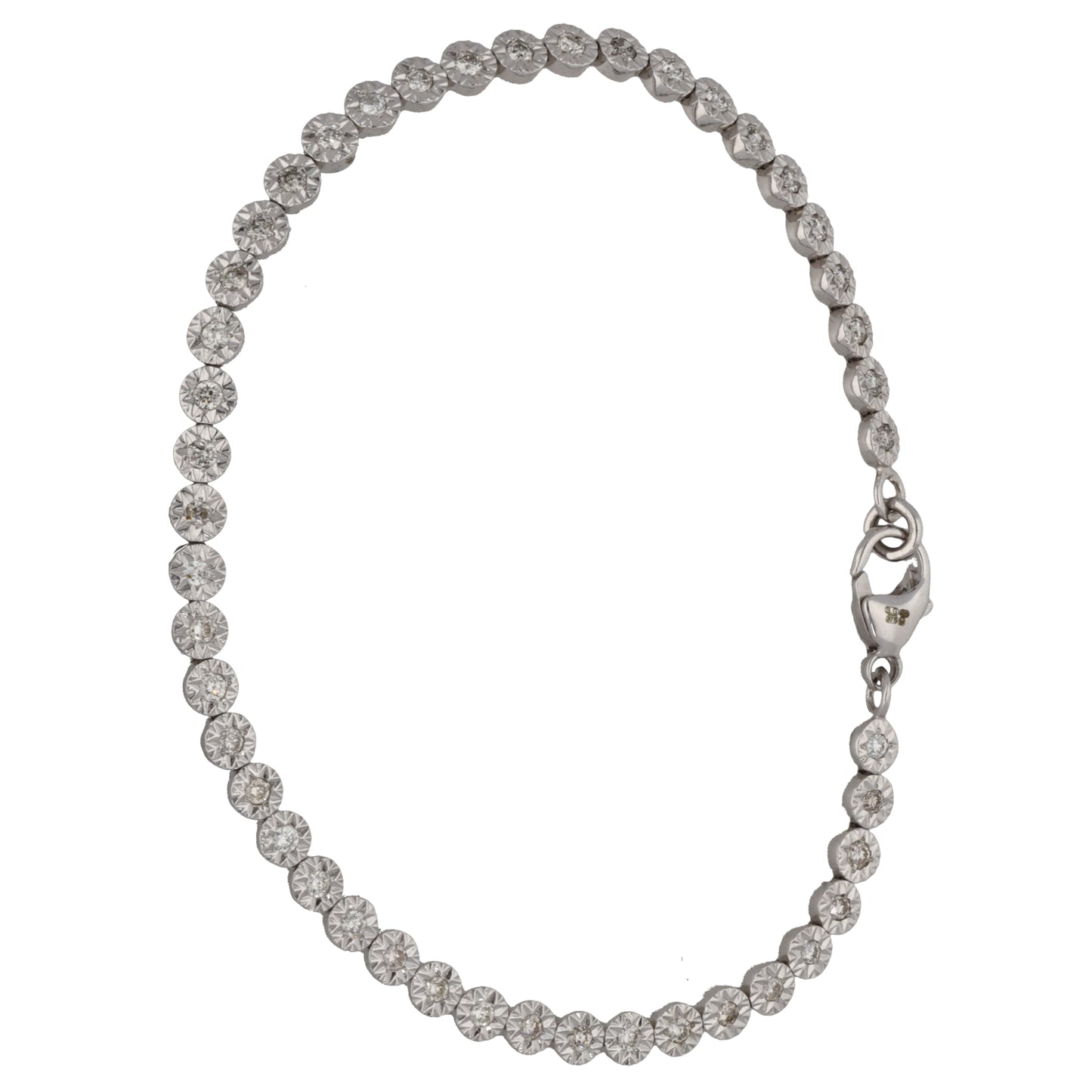 9ct White Gold 0.90ct Diamond Fancy Stone Set Bracelet