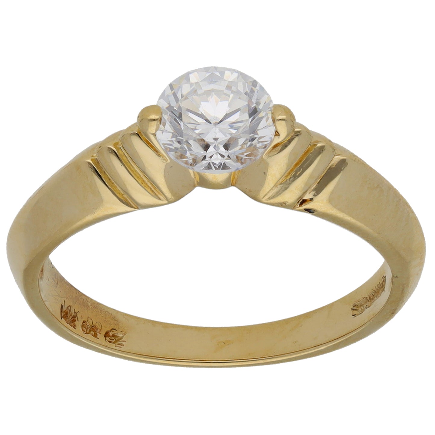 14ct Gold Cubic Zirconia Single Stone Ring Size Q