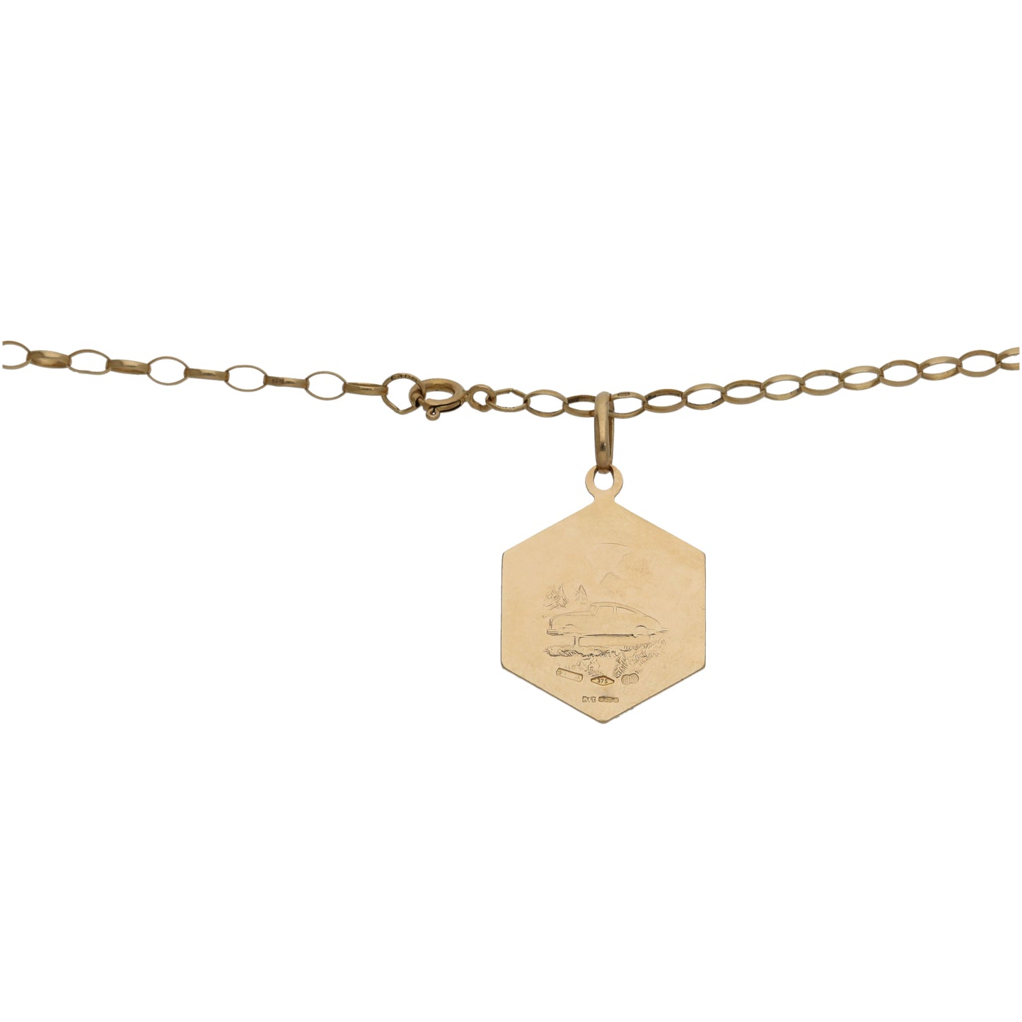 9ct Gold St Christopher Pendant With Chain