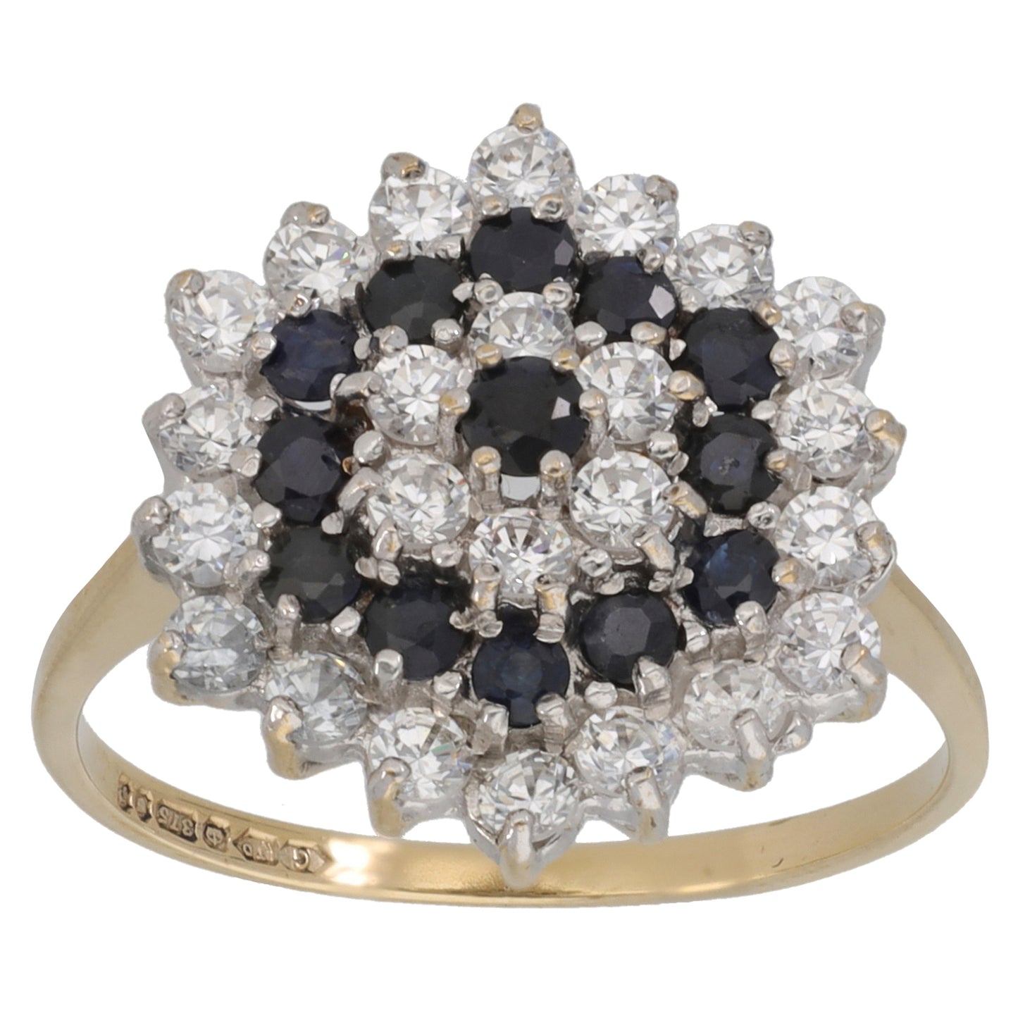 9ct Gold Sapphire & Cubic Zirconia Dress/Cocktail Ring Size N
