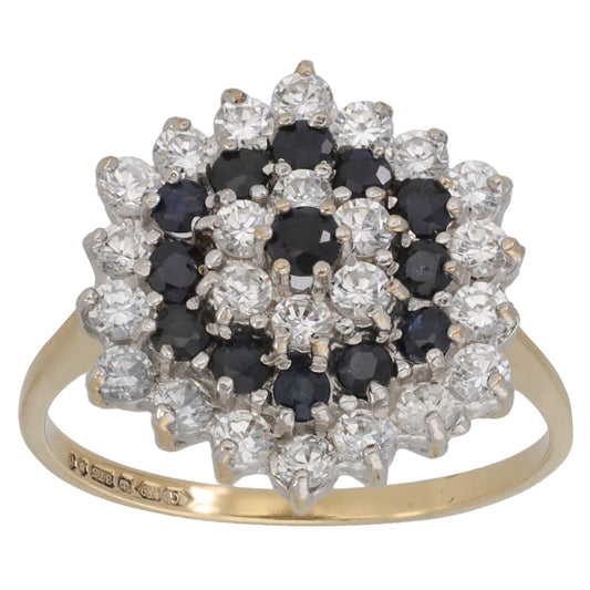 9ct Gold Sapphire & Cubic Zirconia Dress/Cocktail Ring Size N