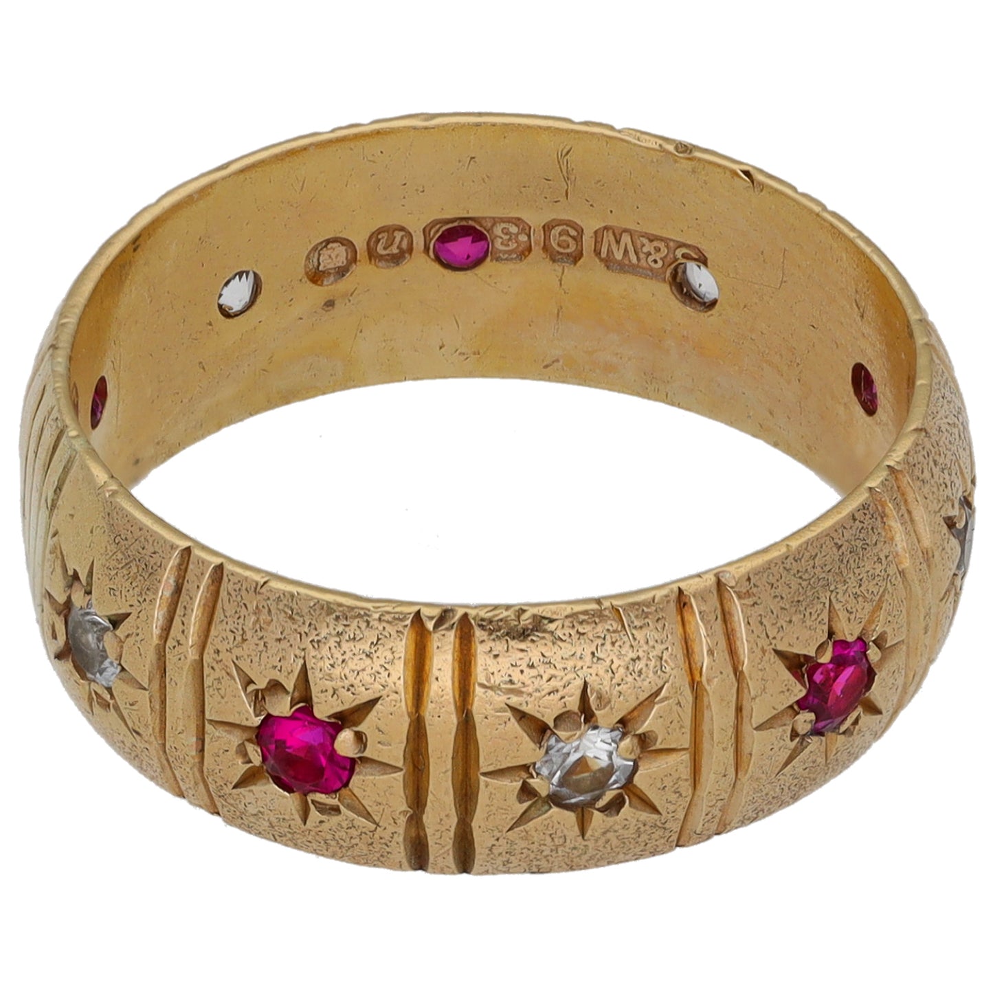 9ct Gold Imitation Gems Dress/Cocktail Ring Size N