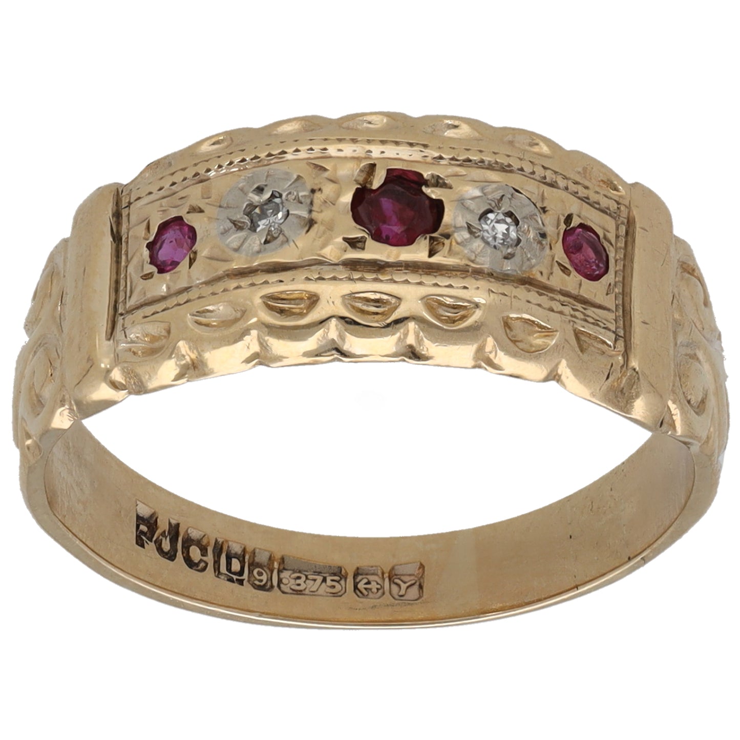 9ct Gold Ruby & 0.01ct Diamond Alternative Ring Size N