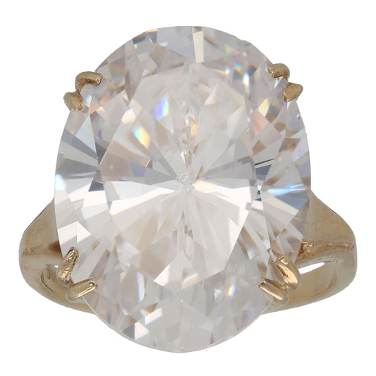 9ct Gold Cubic Zirconia Single Stone Ring Size P