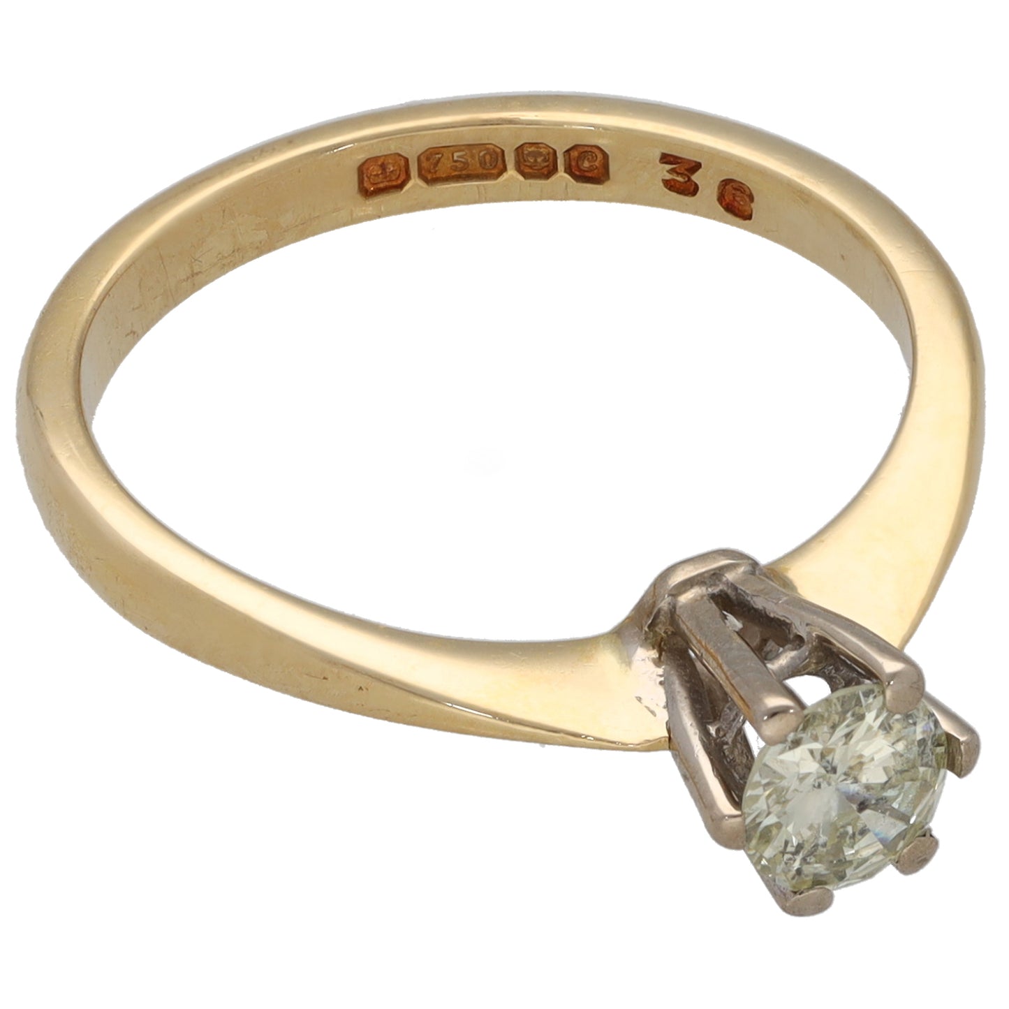 18ct Gold 0.36ct Diamond Solitaire Ring Size M