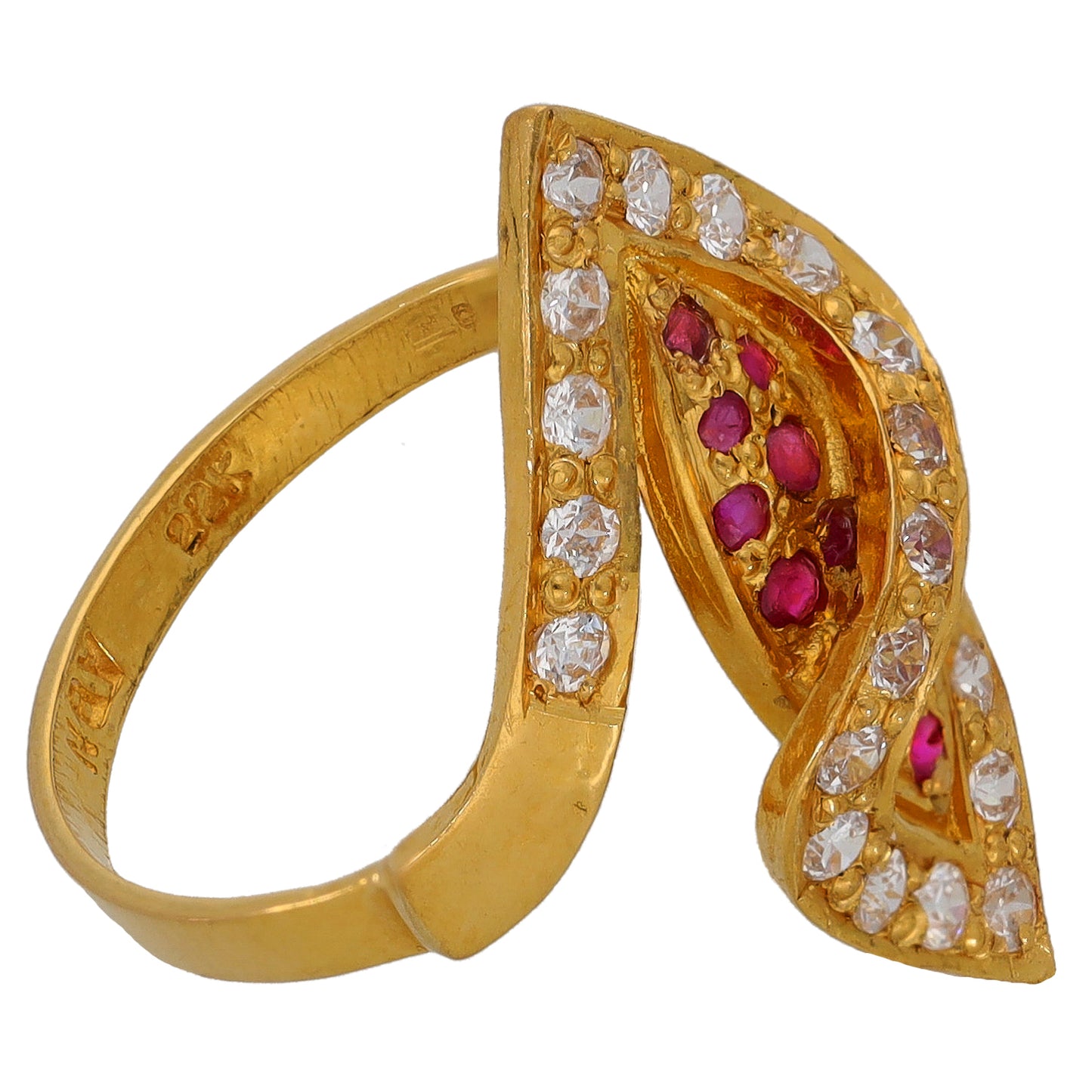22ct Gold Ruby & Cubic Zirconia Dress/Cocktail Ring Size O