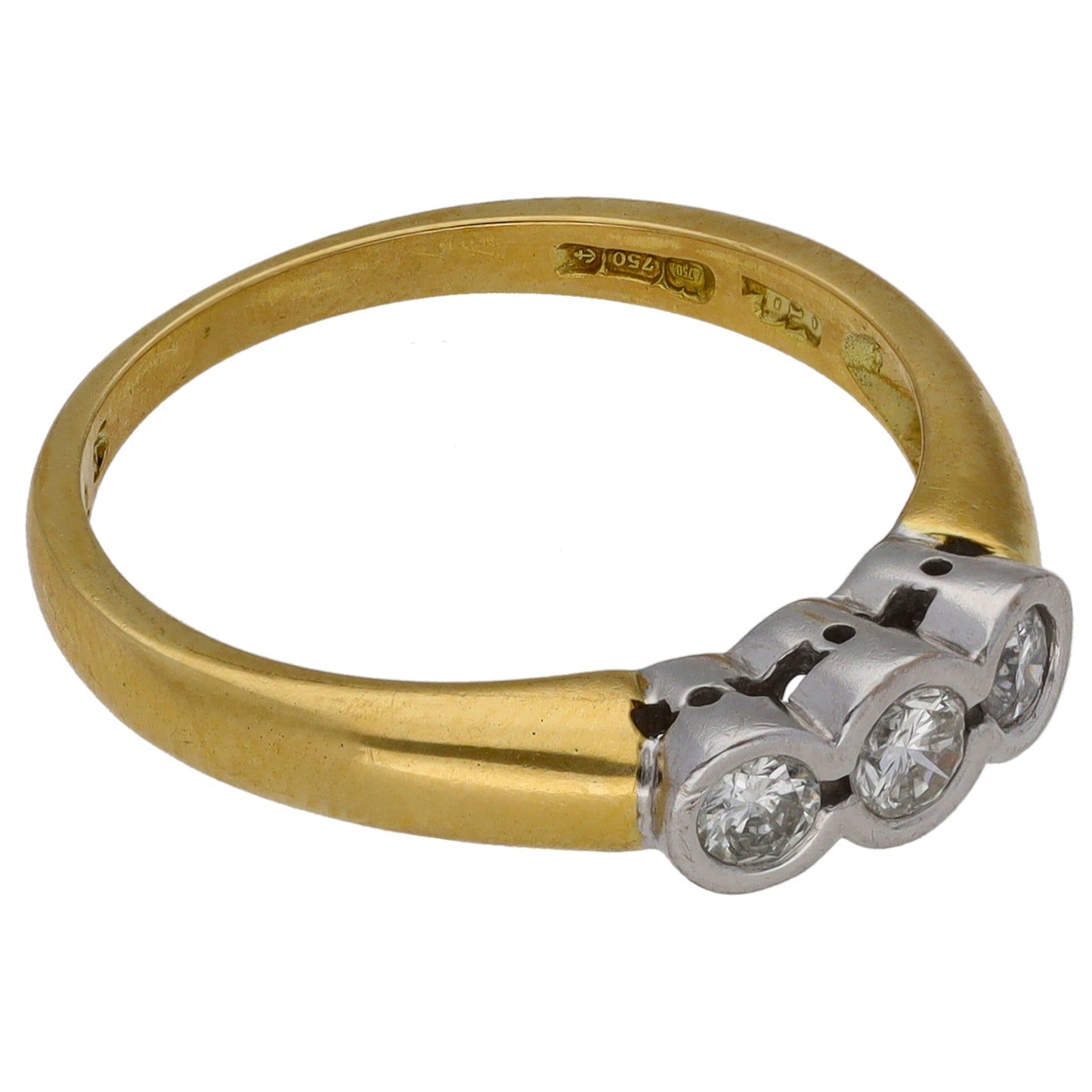 18ct Gold 0.25ct Diamond Trilogy Ring Size M