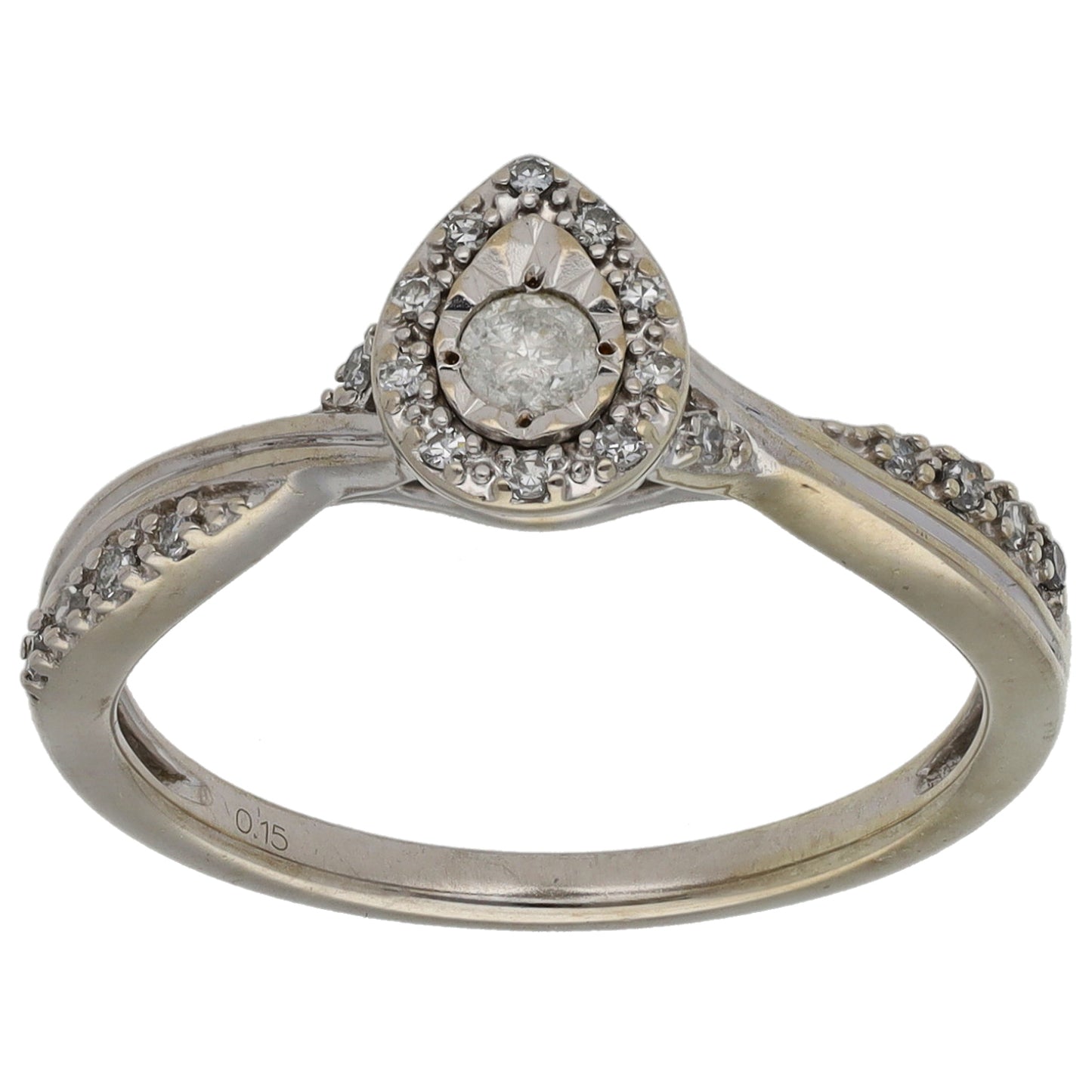 9ct White Gold 0.17ct Diamond Dress/Cocktail Ring Size M