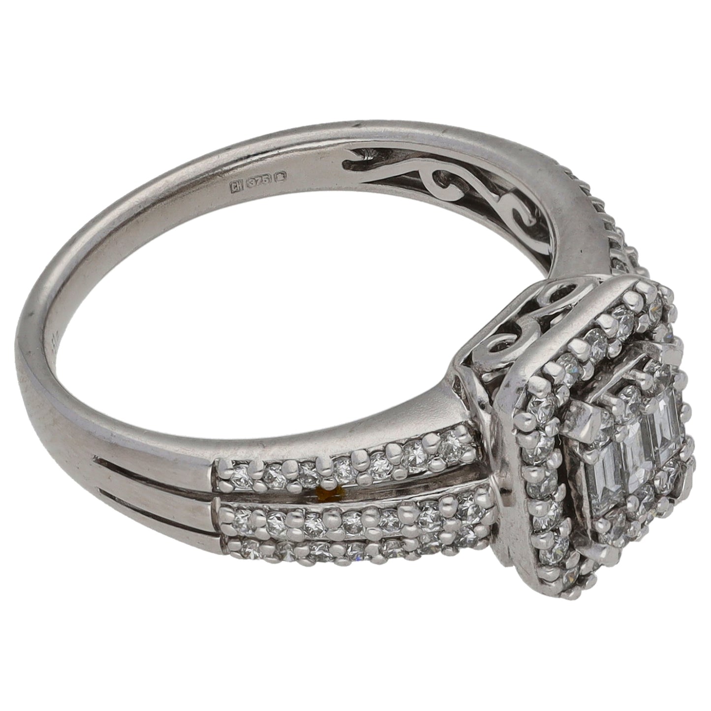 9ct White Gold 0.50ct Diamond Cluster Ring Size L