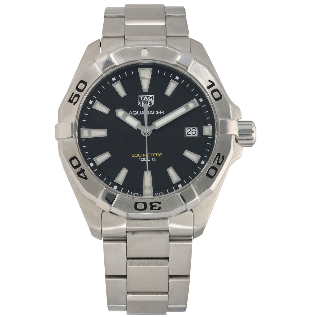 Tag Heuer Aquaracer WBD1110, black dial in stainless steel case and bracelet, with crown