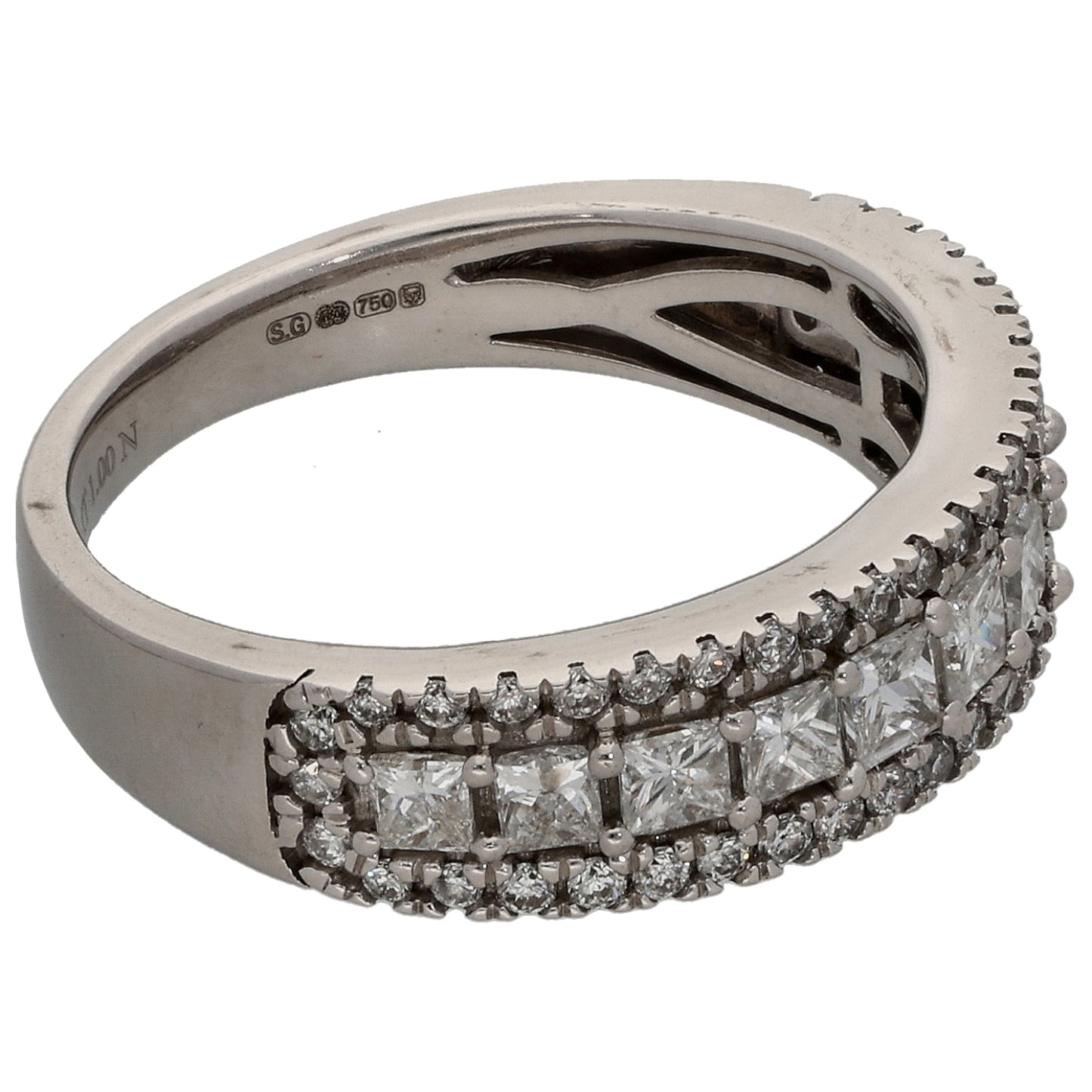 18ct White Gold 0.07ct Diamond Half Eternity Ring Size M