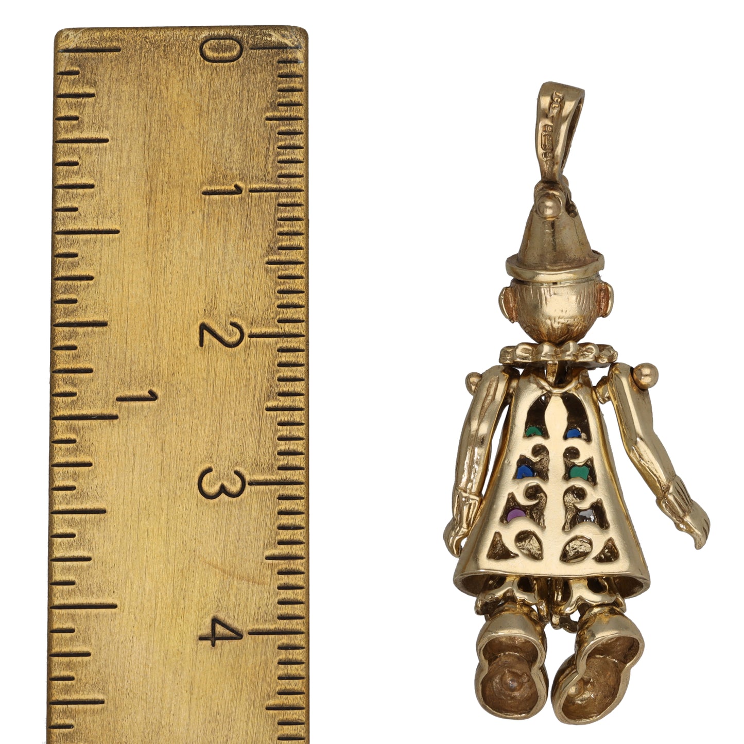 9ct Gold Imitation Gems Clown Pendant
