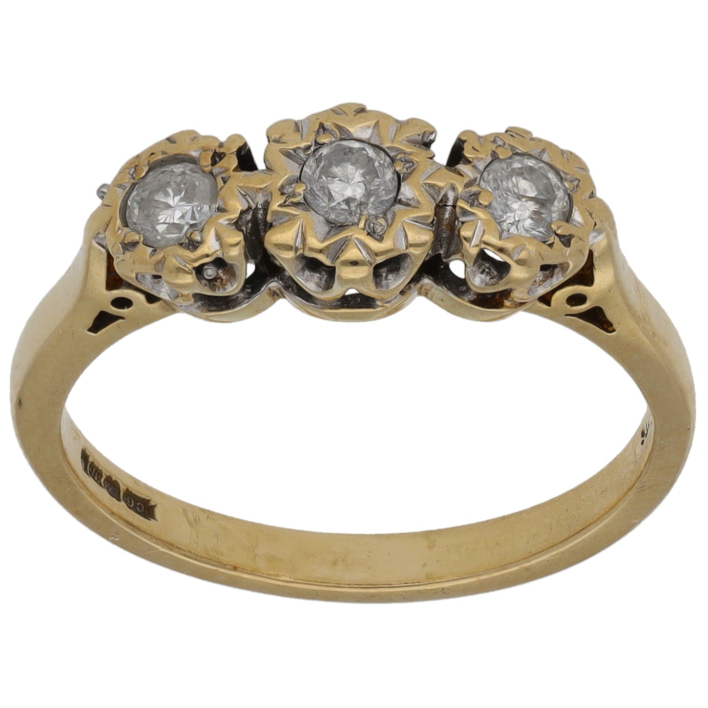 9ct Gold 0.25ct Diamond Trilogy Ring Size L