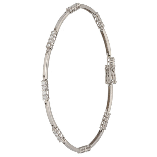 9ct White Gold Cubic Zirconia Fancy Stone Set Bracelet