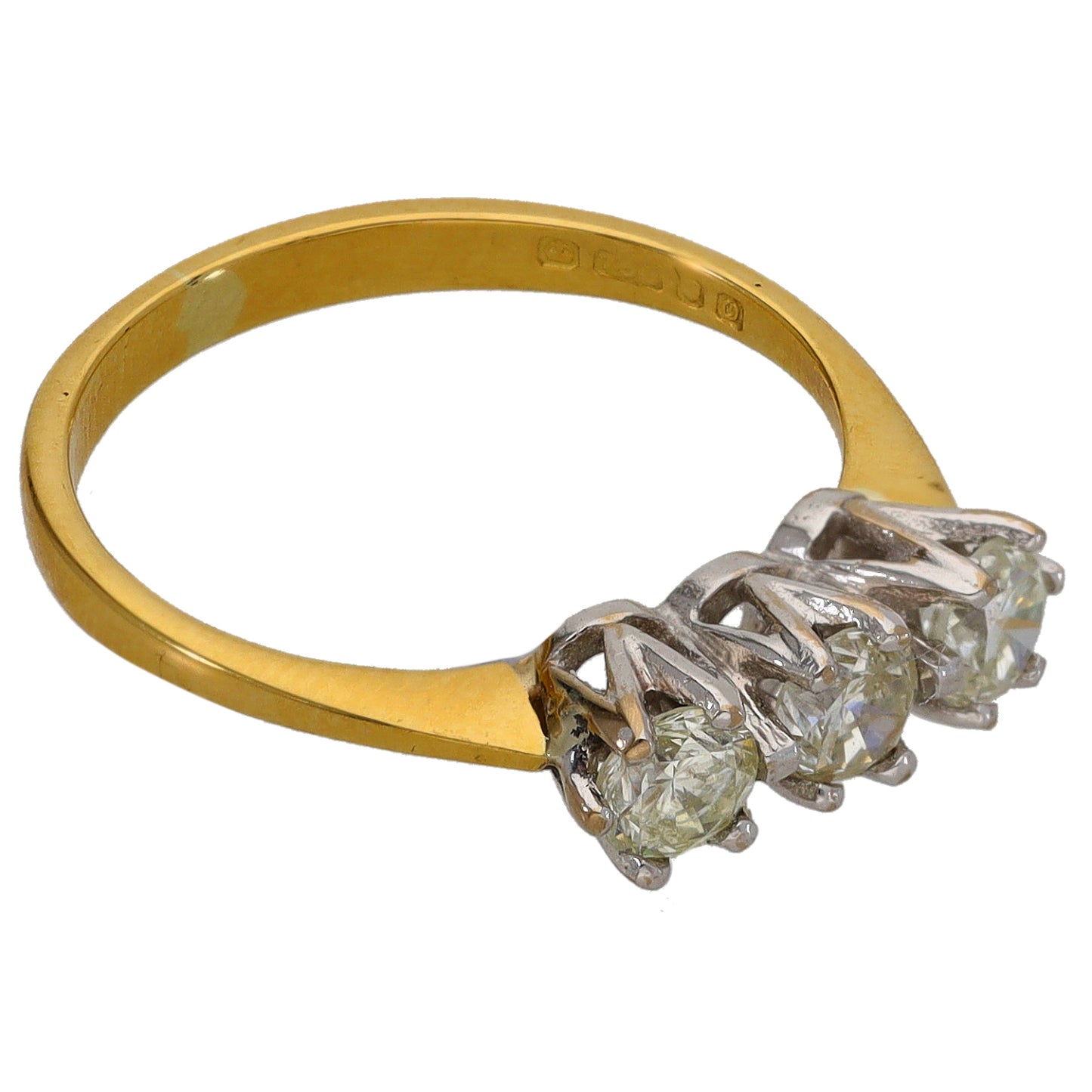 18ct Bicolour Gold 0.54ct Diamond Trilogy Ring Size K