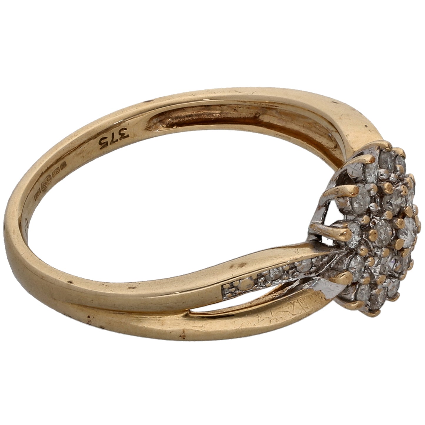 9ct Gold 0.25ct Diamond Cluster Ring Size N