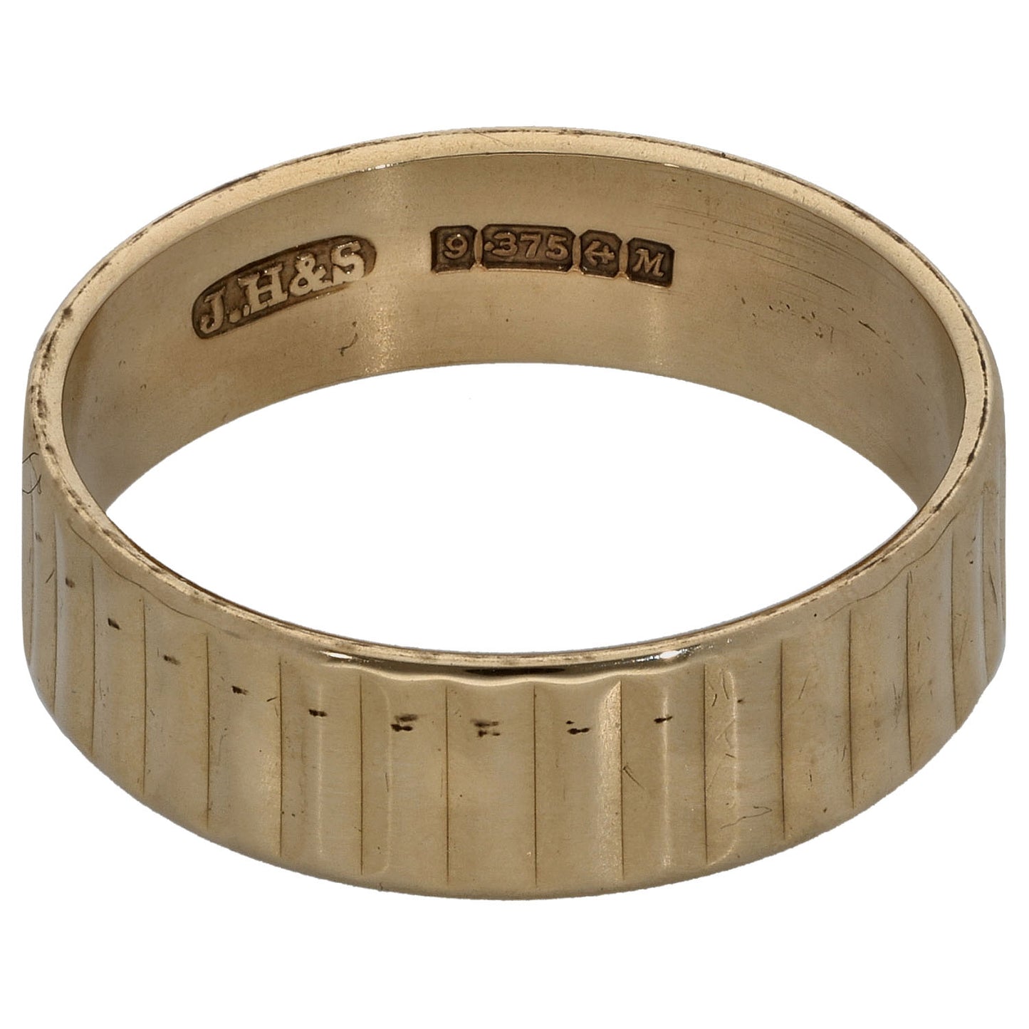 9ct Gold Patterned Wedding Ring Size Q