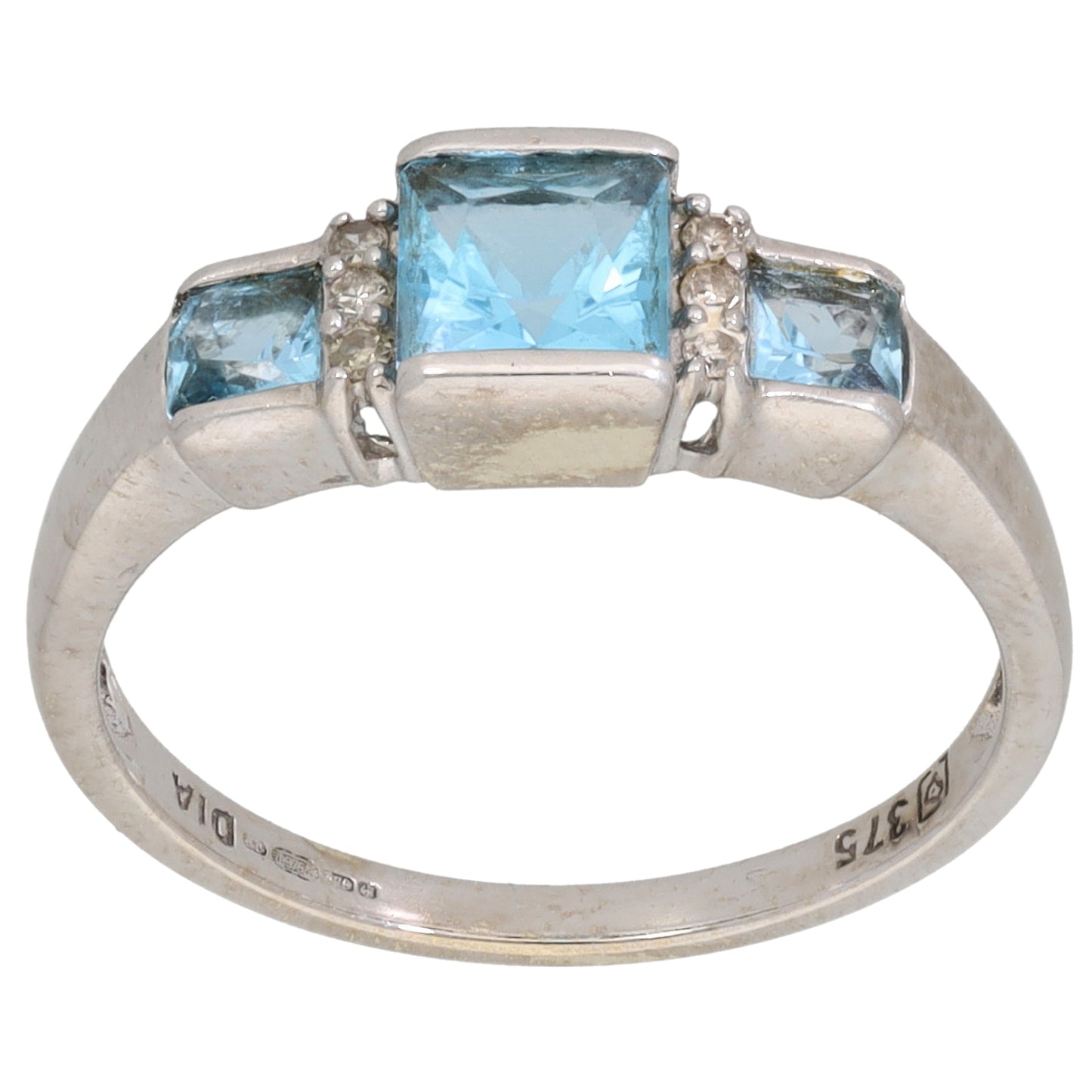 9ct Gold Topaz & 0.03ct Diamond Dress/Cocktail Ring Size M