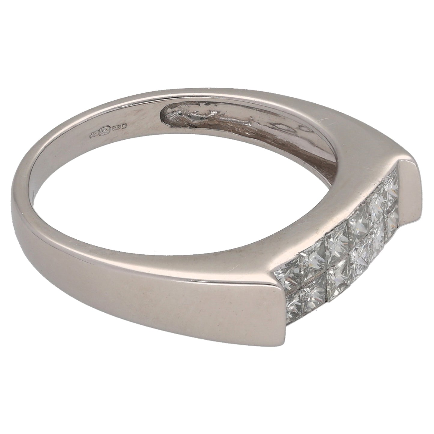 9ct White Gold 0.84ct Diamond Half Eternity Ring Size O