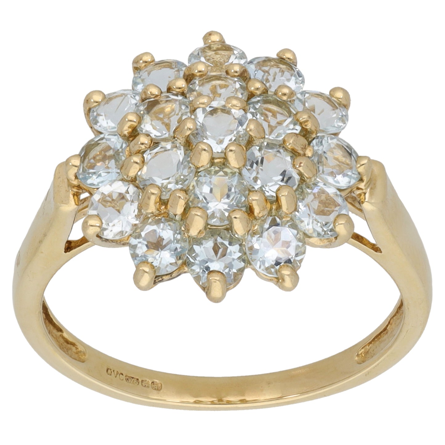 9ct Gold Aquamarine Dress/Cocktail Ring Size R