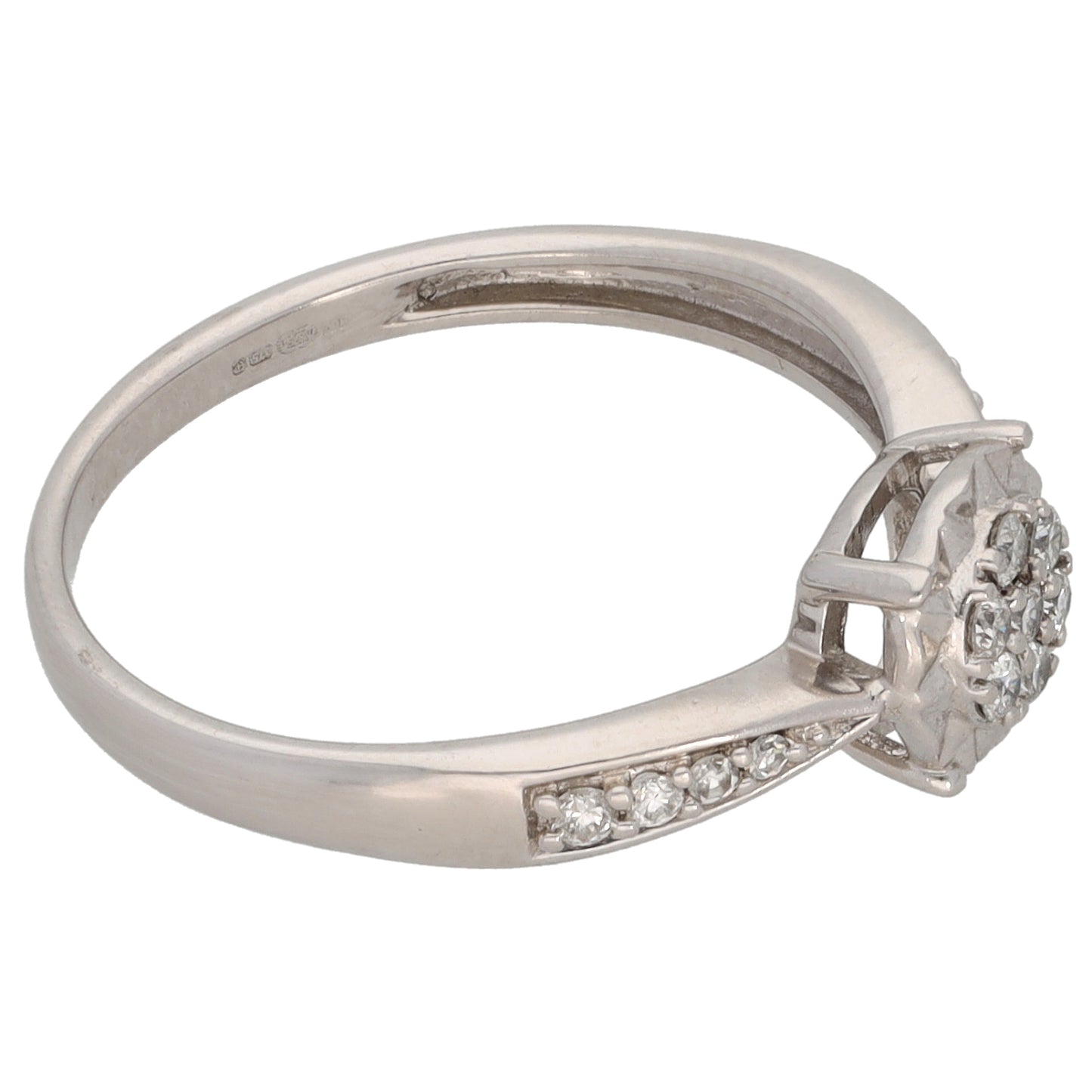 9ct White Gold 0.11ct Diamond Dress/Cocktail Ring Size N