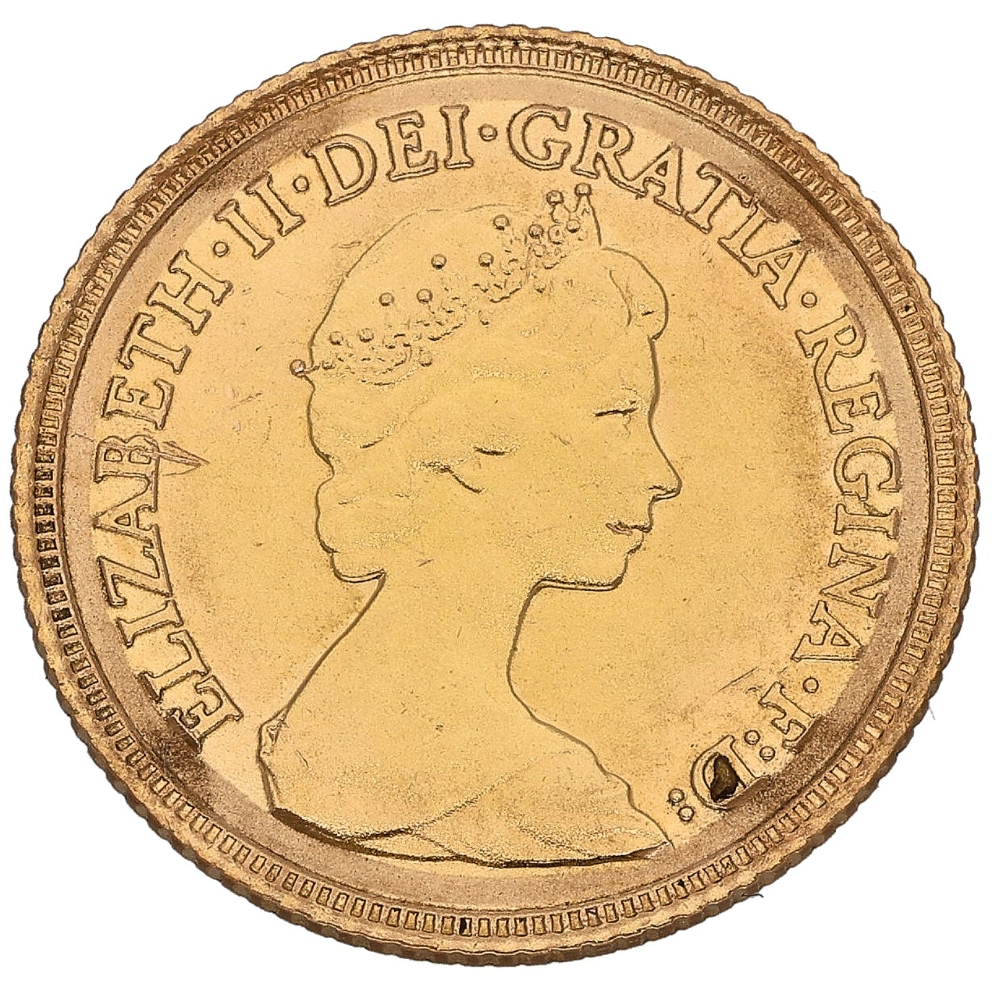 22ct Gold Queen Elizabeth II Half Sovereign Coin 1982