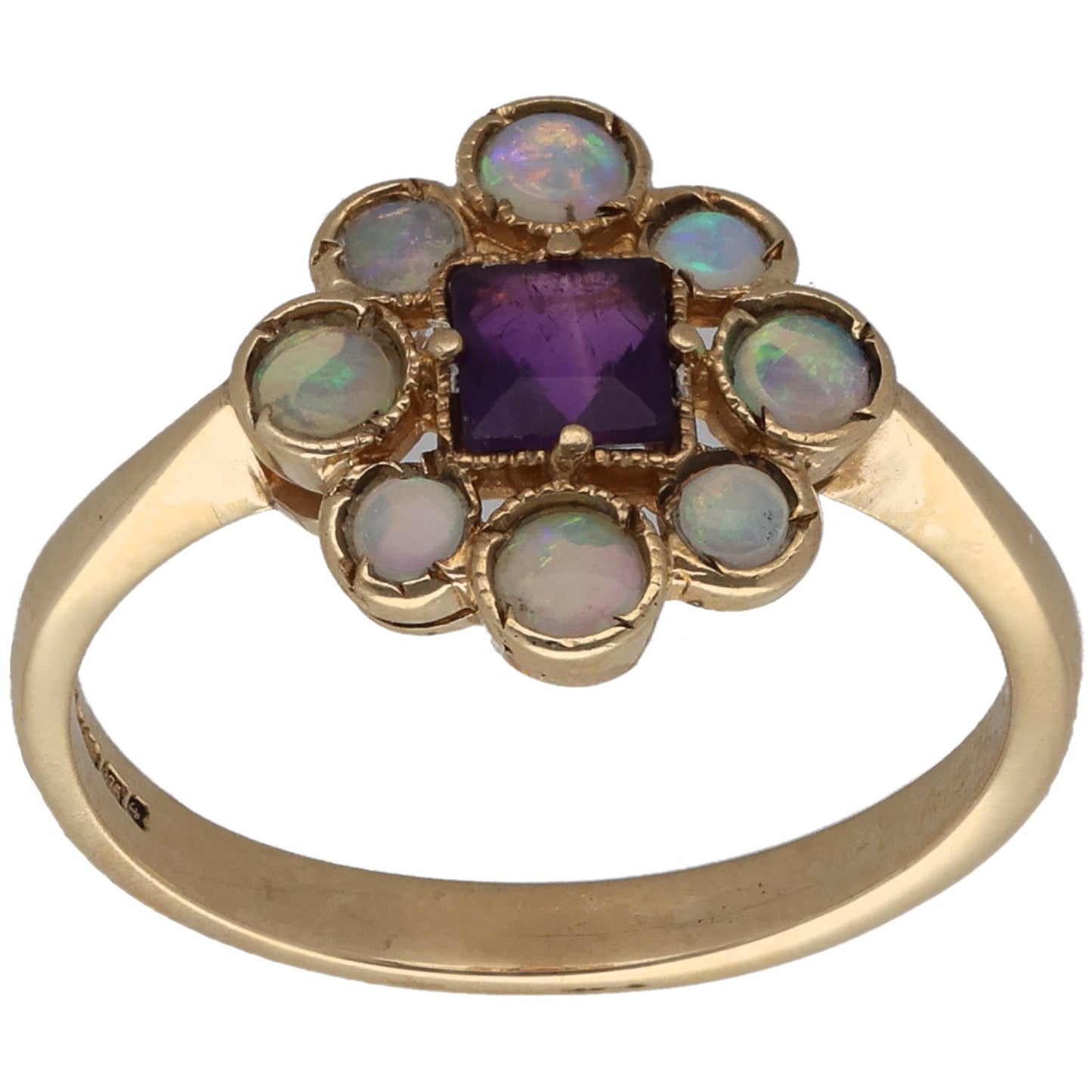 9ct Gold Amethyst & Opal Dress/Cocktail Ring Size P