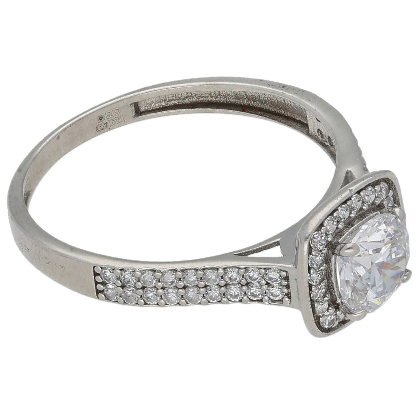 9ct White Gold Cubic Zirconia Halo Ring Size Q