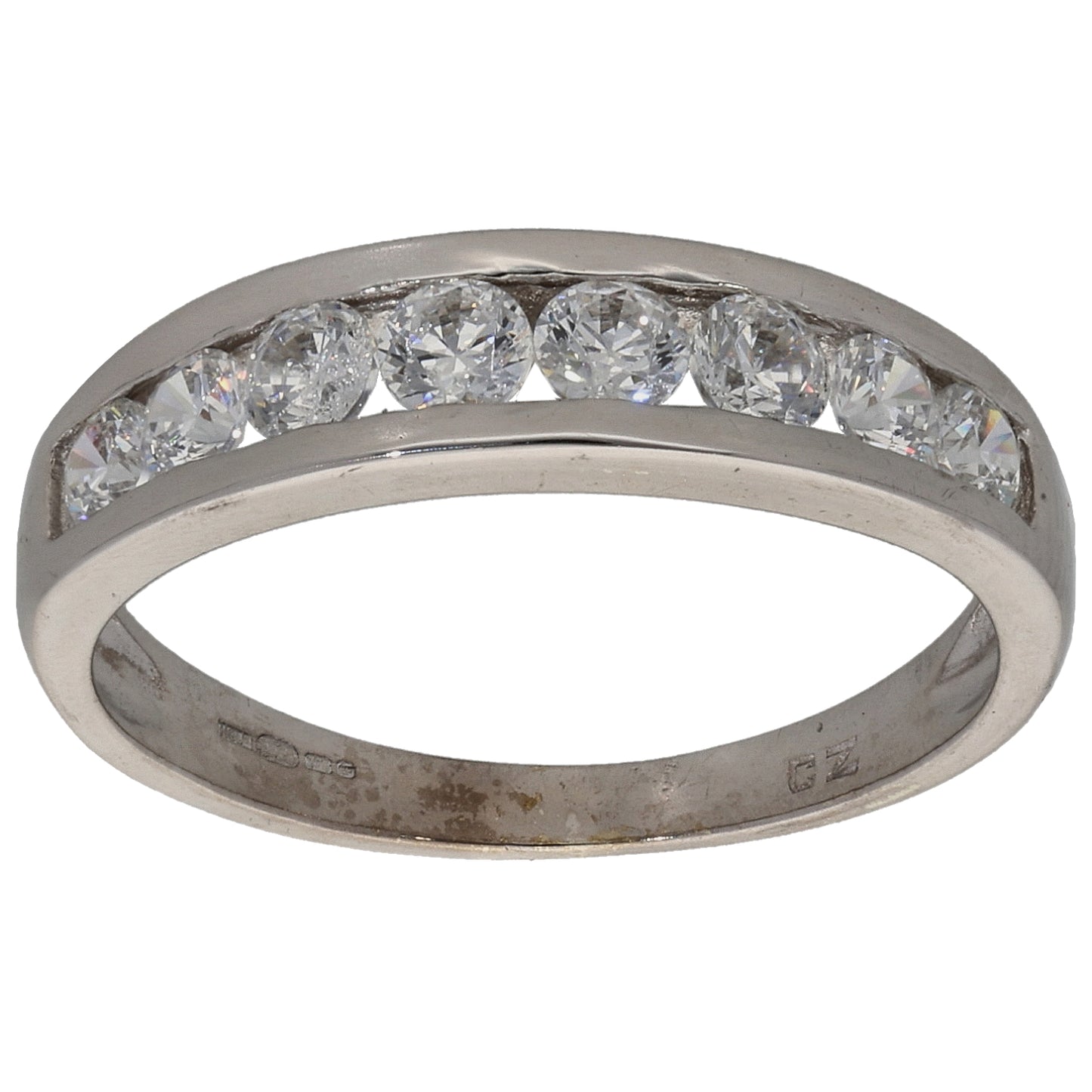 9ct White Gold Cubic Zirconia Half Eternity Ring Size N