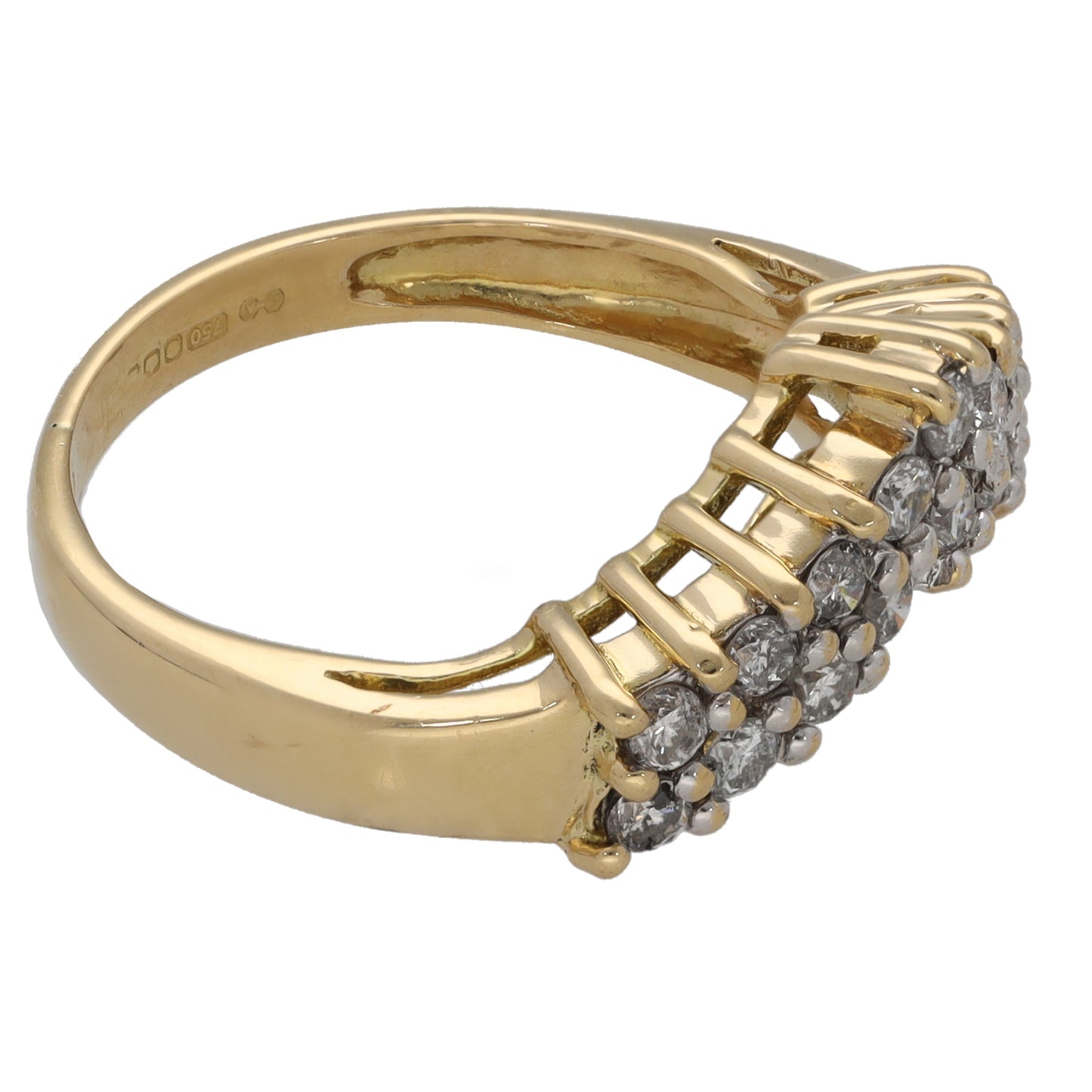 18ct Gold 0.36ct Diamond Wishbone Ring Size K