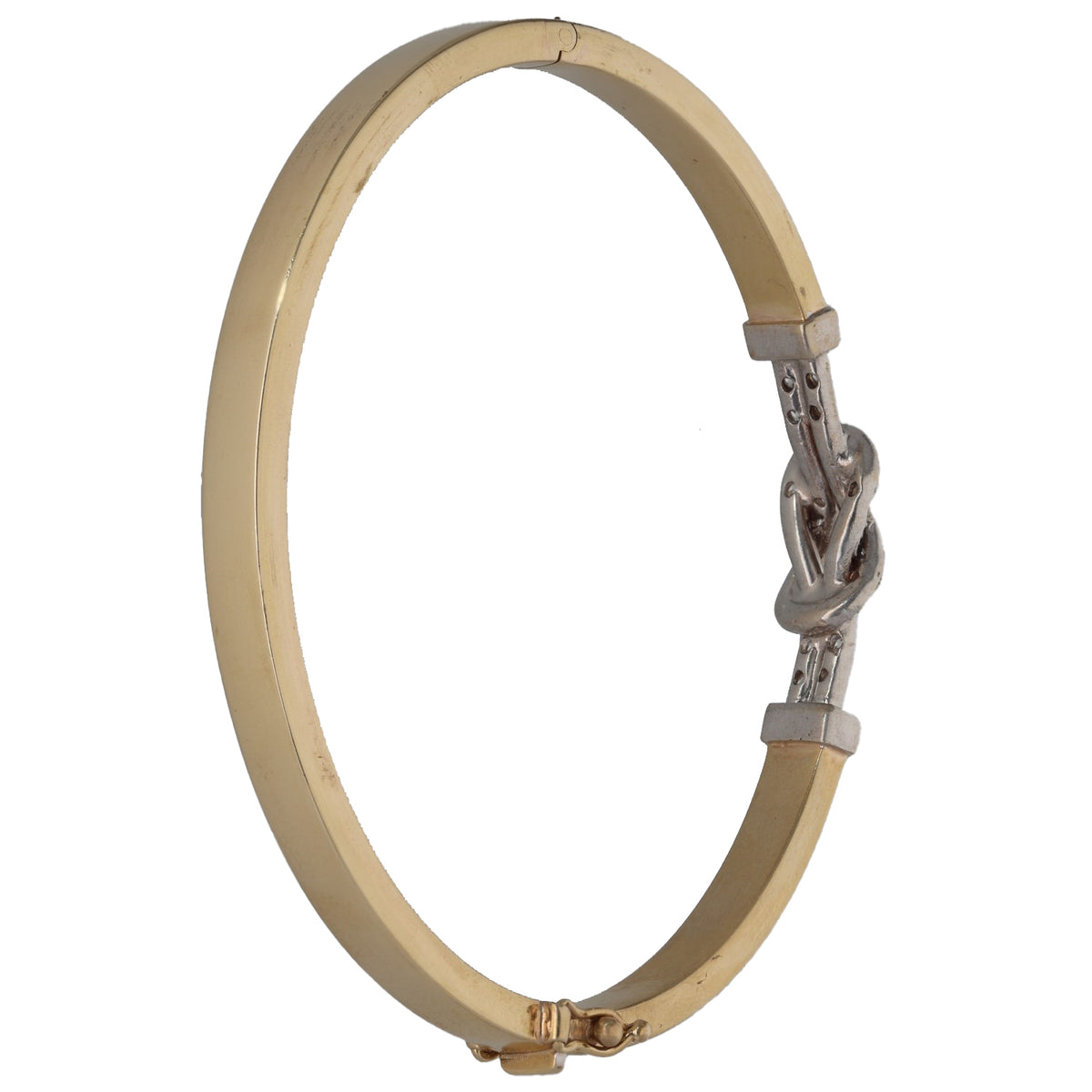 9ct Bi-Colour Gold Cubic Zirconia Hinged/Clasp Bangle