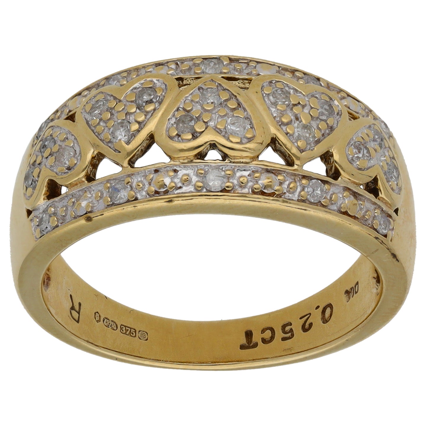 9ct Gold 0.25ct Diamond Dress/Cocktail Ring Size R