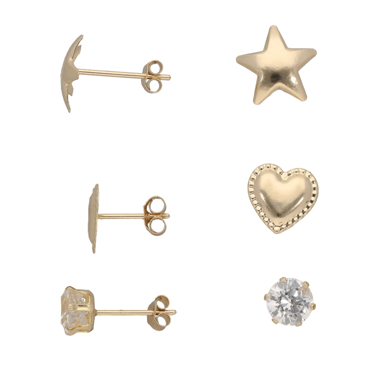 New 9ct Gold Cubic Zirconia Earring Stack Set